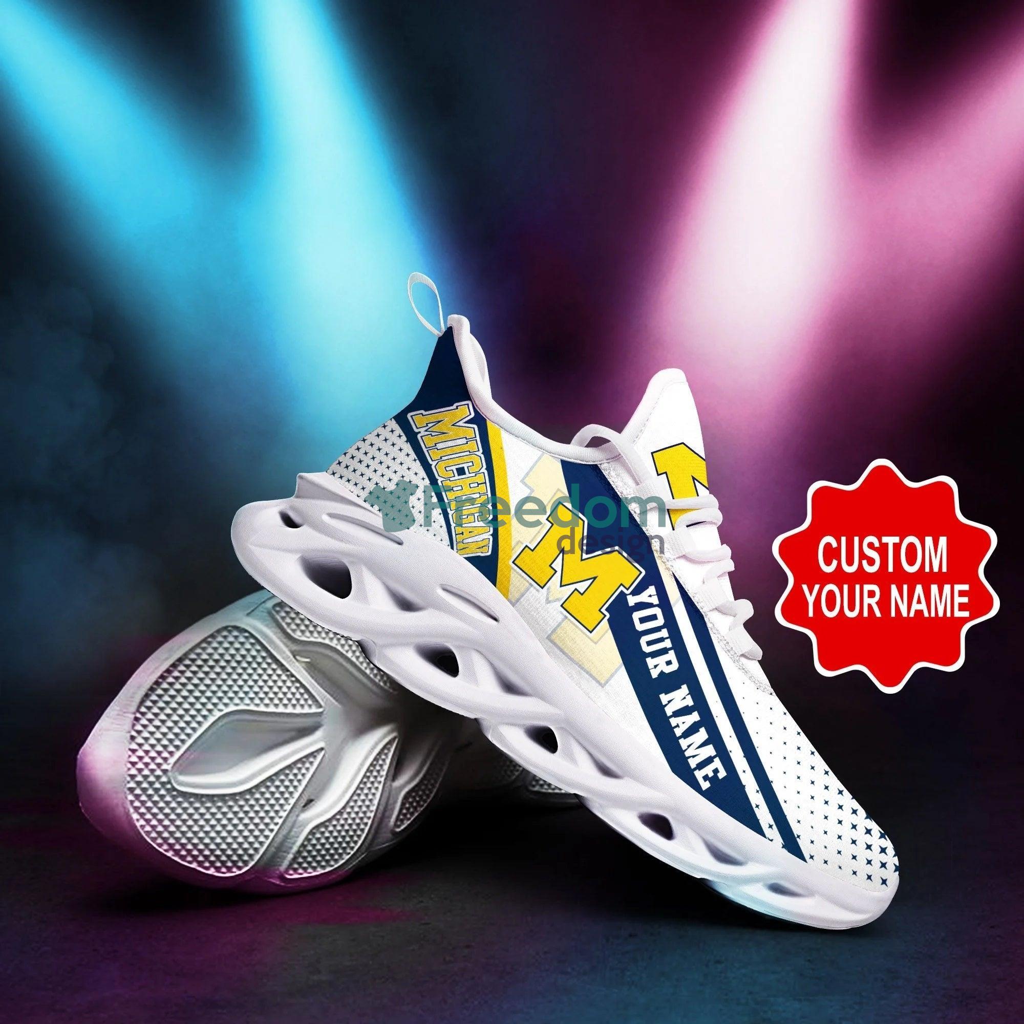 Personalized Name Michigan Wolverines Cool Max Soul Snesker Running Shoes Product Photo 1