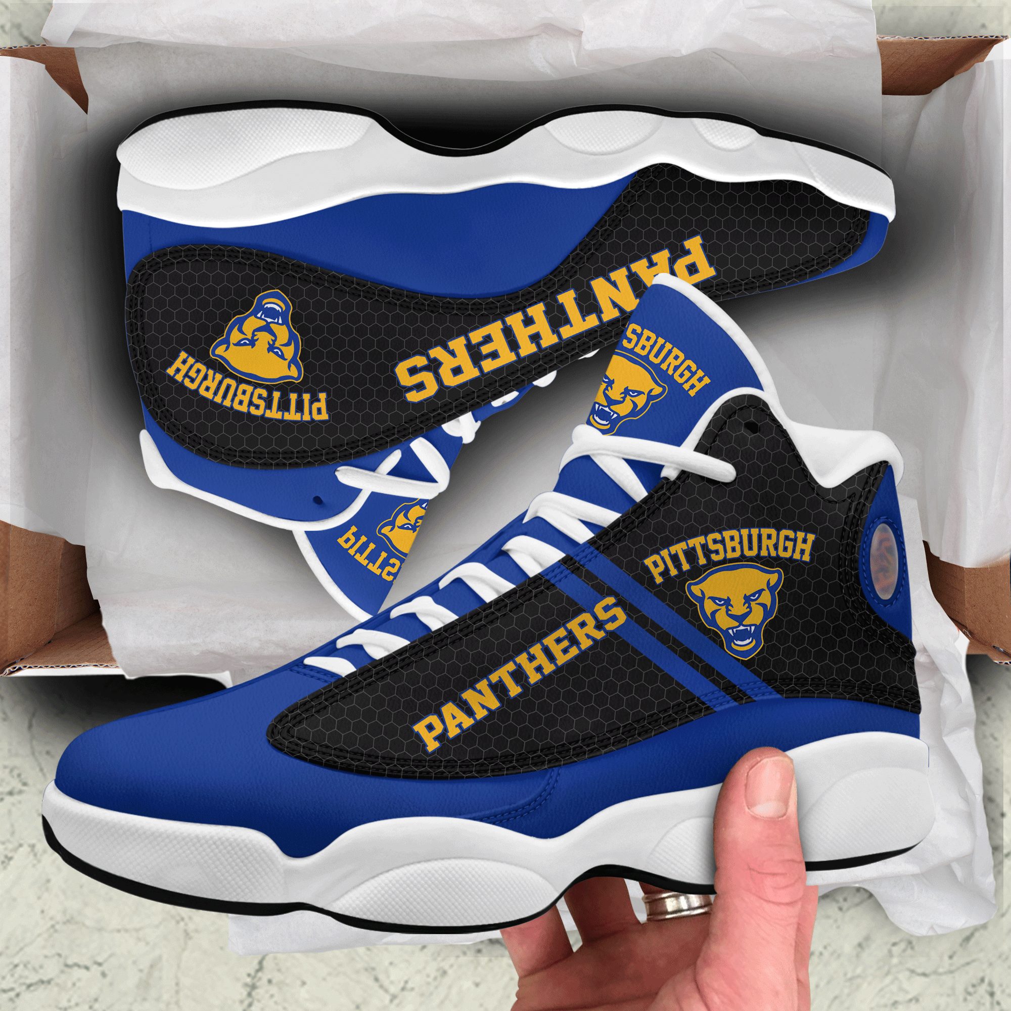 Pittsburgh Panthers Air Jordan 13 Shoes For Fans image Pittsburgh Panthers Air Jordan 13 Shoes For Fans Product Photo 2