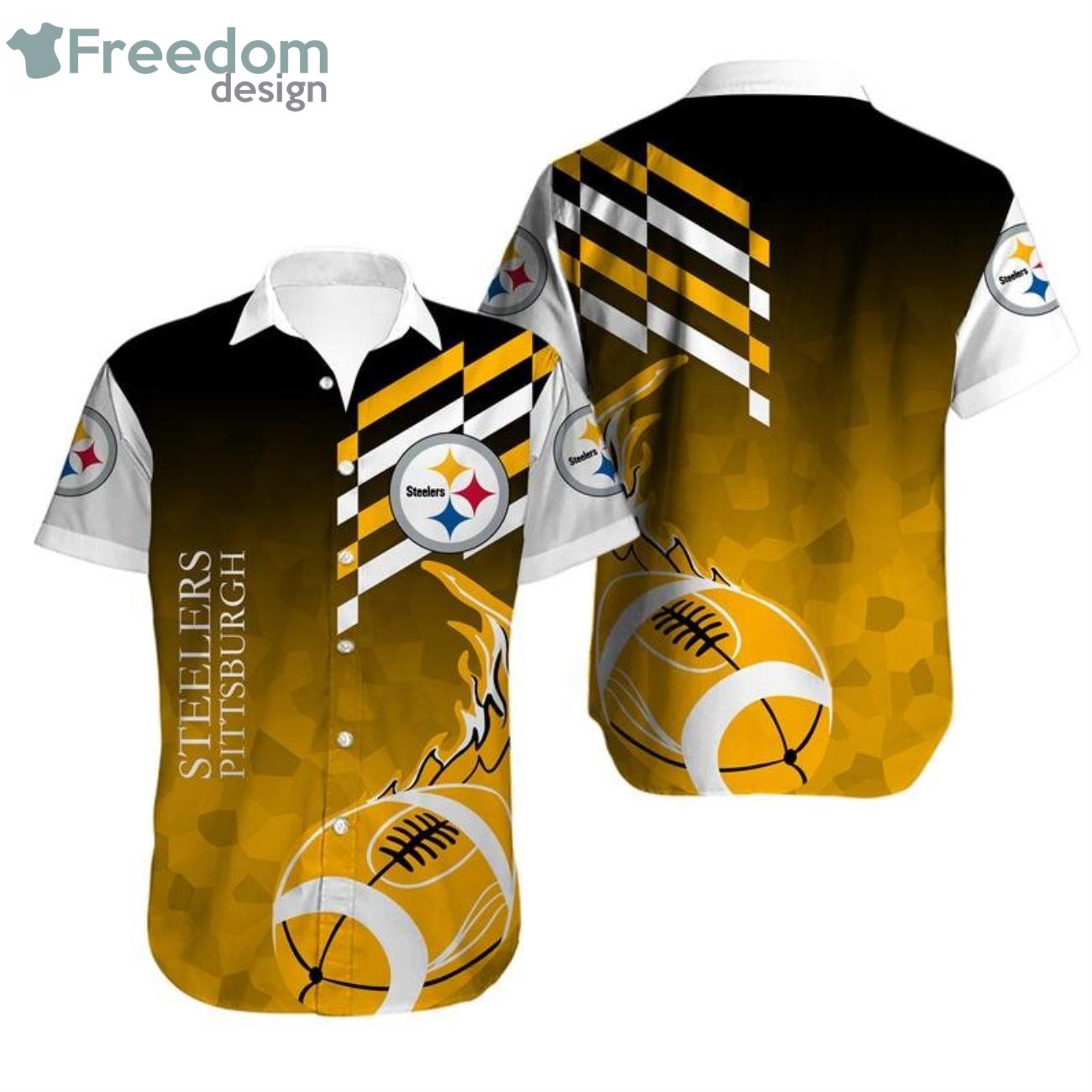Pittsburgh Steelers Ball Striped Style Hawaiian Shirt Product Photo 1