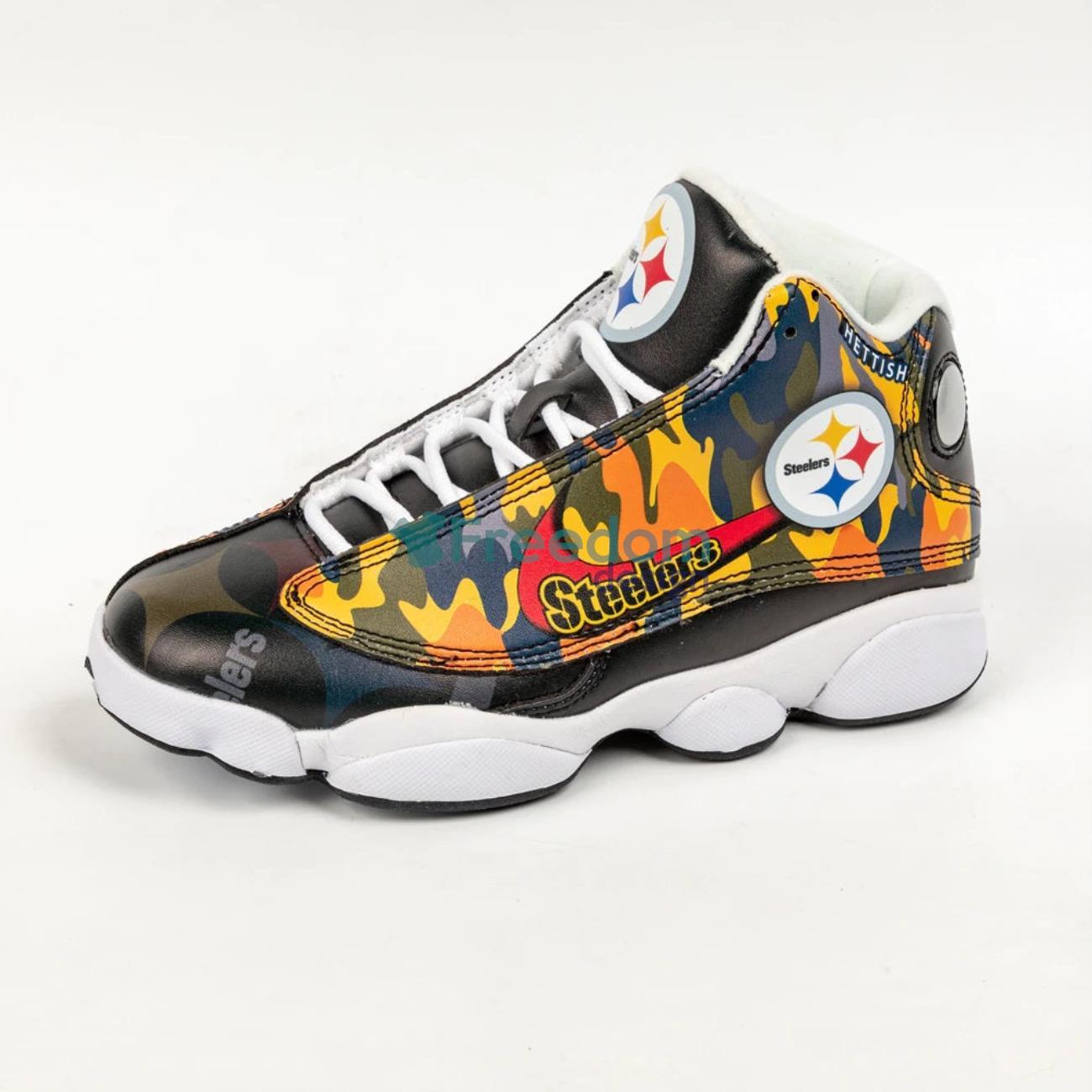 Pittsburgh Steelers White Air Jordan 13 Sneaker Shoes - Freedomdesign