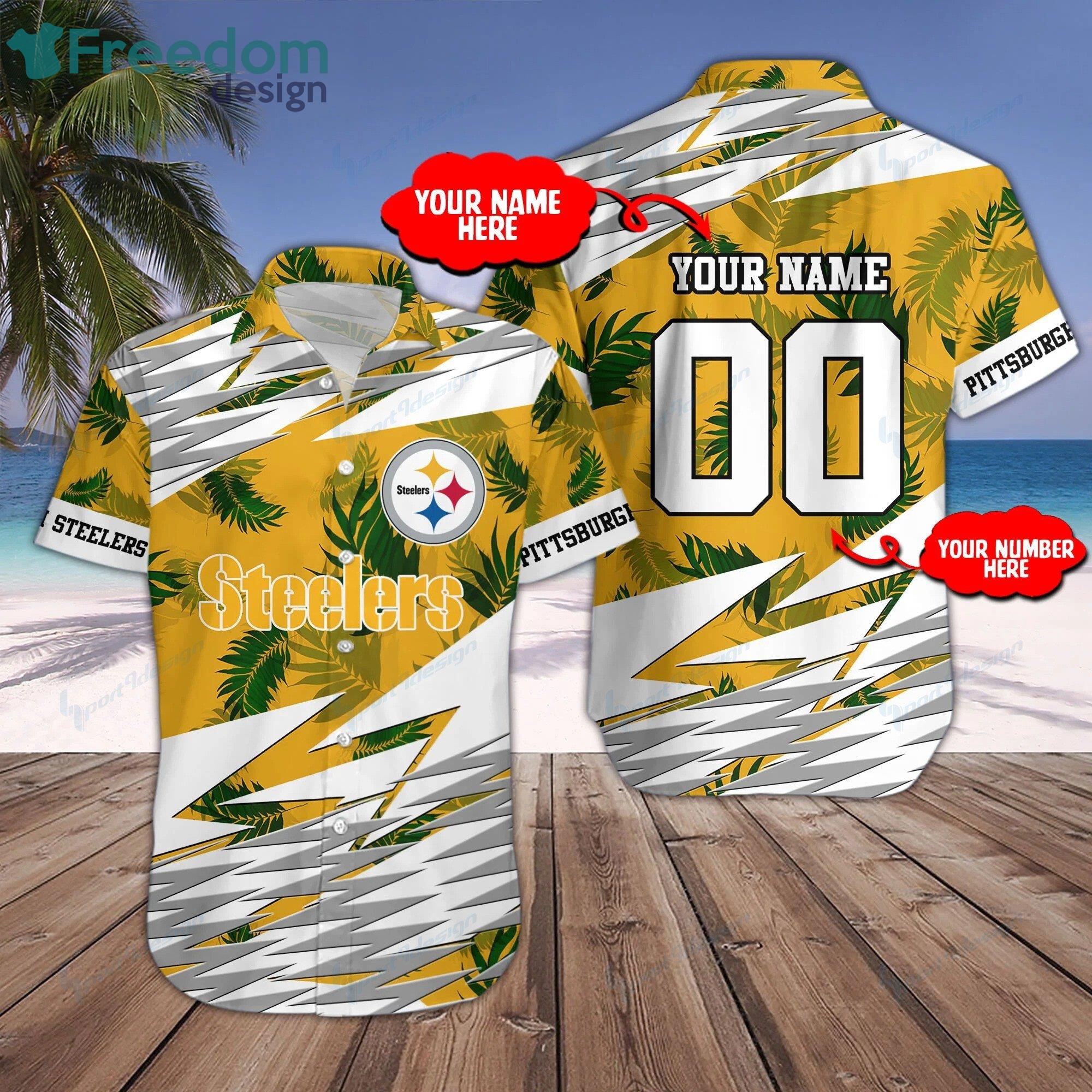 Pittsburgh Steelers Custom Name & Number Hawaiian Shirt For Fans Product Photo 1