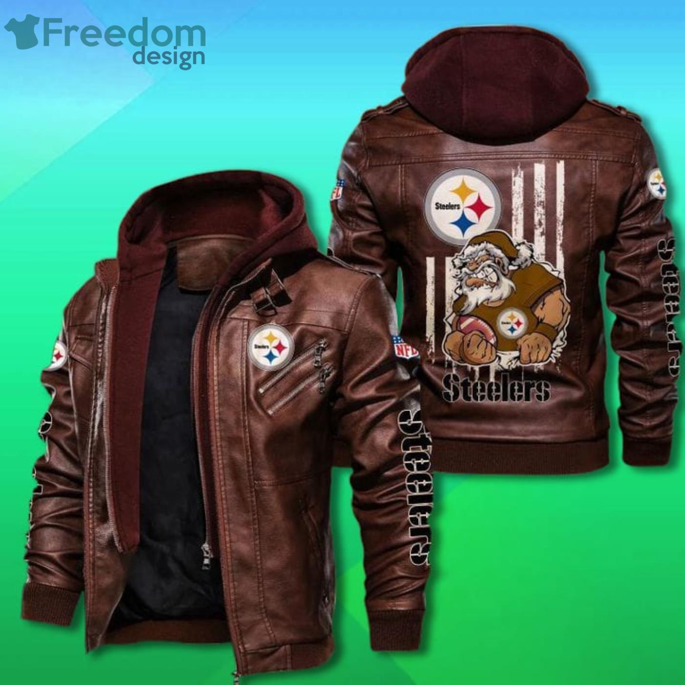 Pittsburgh Steelers Leather Jacket Angry Santa Claus - USALast