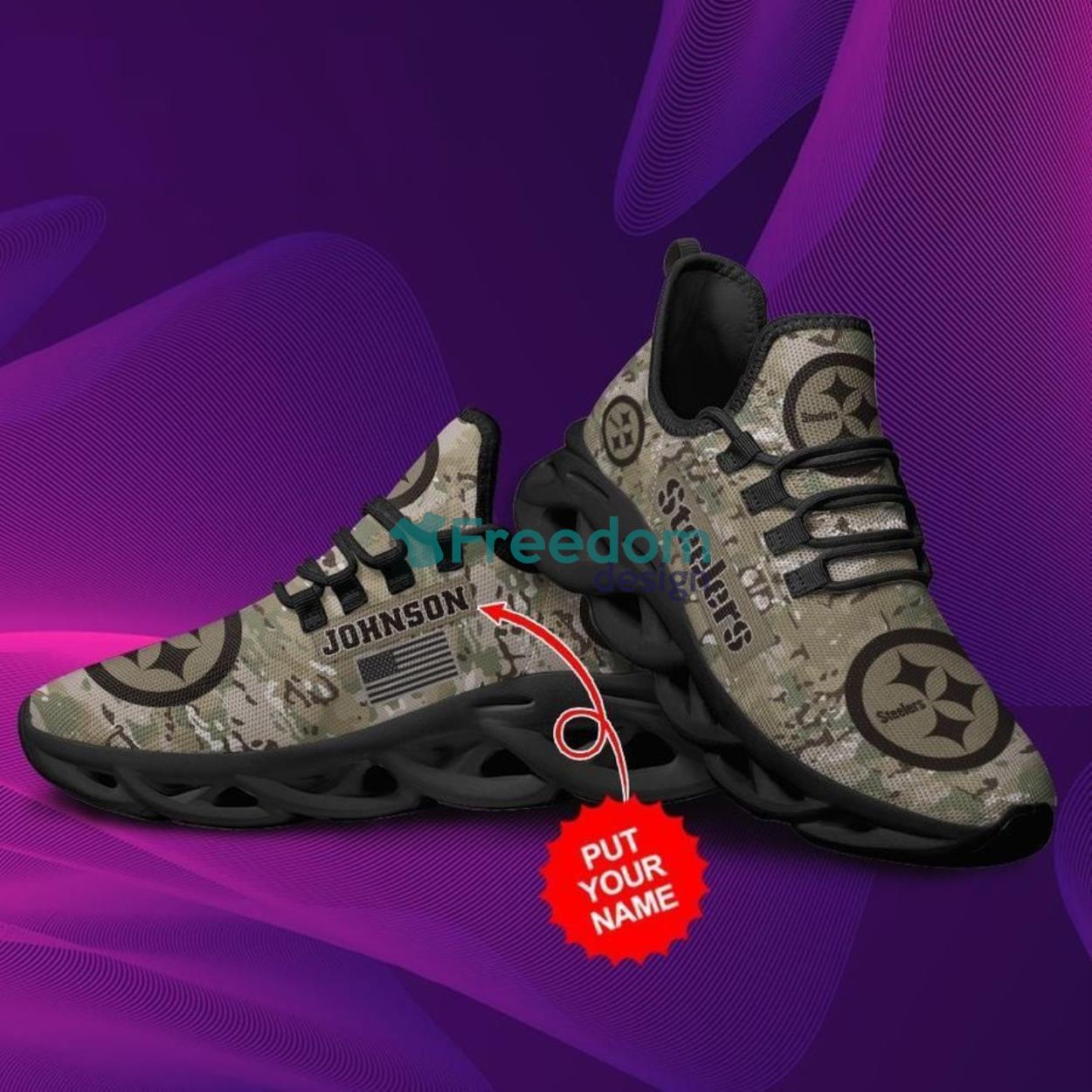 Pittsburgh Steelers Personalized Name Camouflage Air Max Soul Snesker Running Shoes Product Photo 1