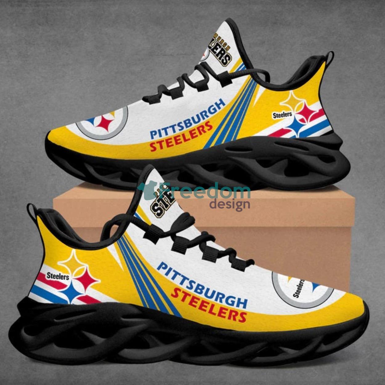 Pittsburgh Steelers Striped Style Max Soul Snesker Running Shoes Product Photo 2