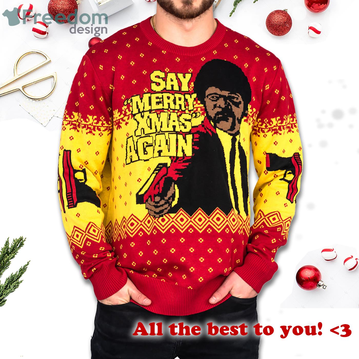 Pulp Fiction Merry Xmas Again Sweater Product Photo 2