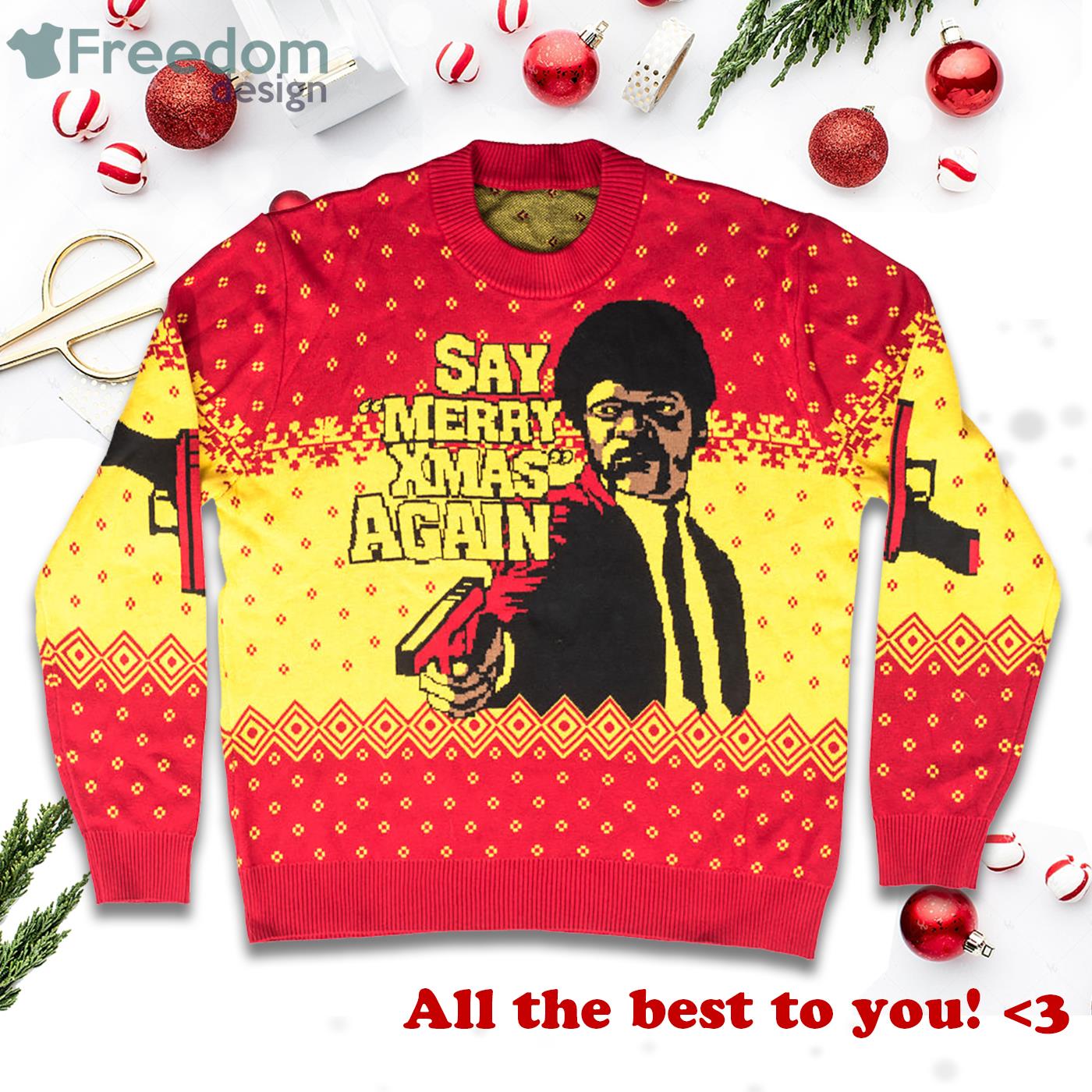 Pulp Fiction Merry Xmas Again Sweater Product Photo 1