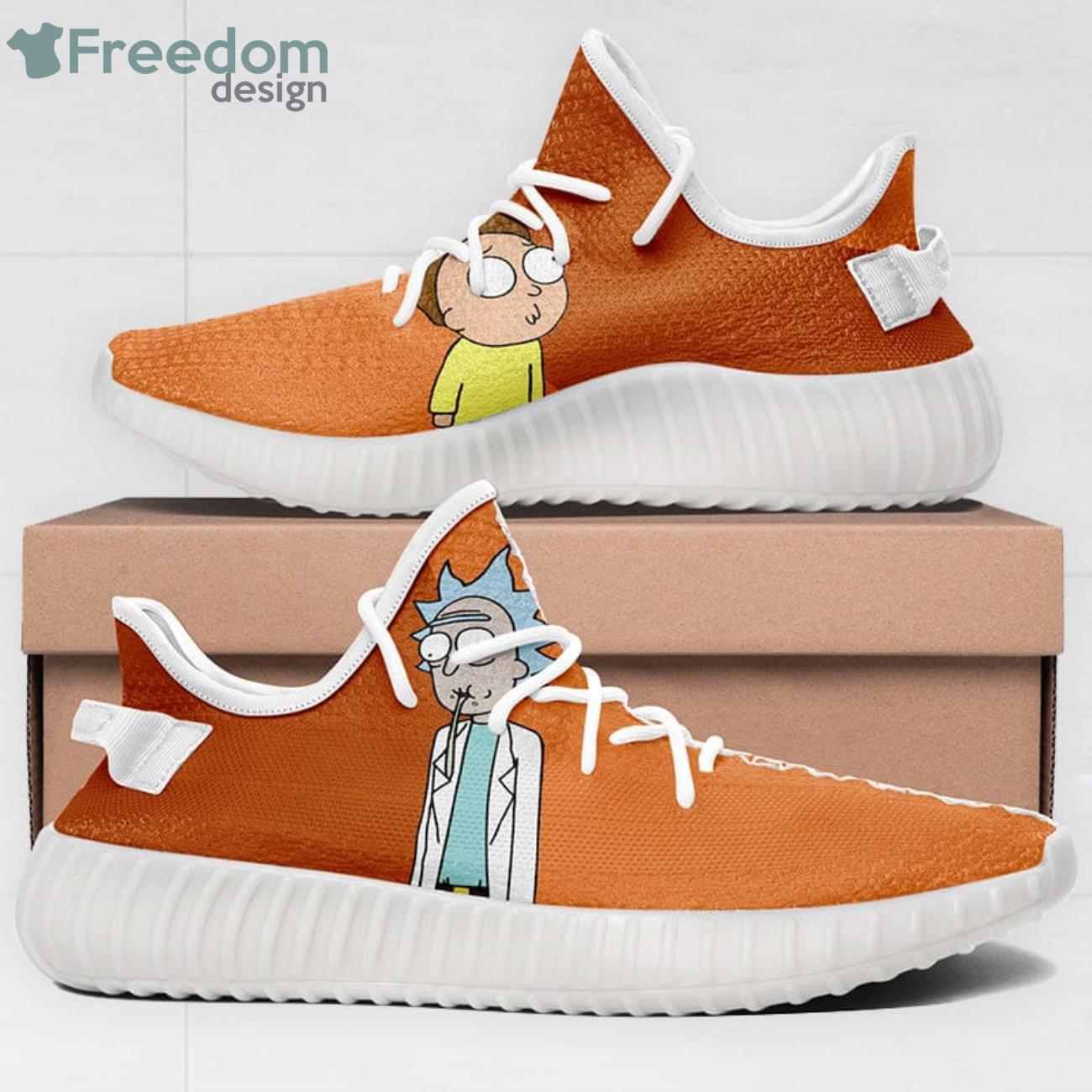 Rick and Morty Orange Yeezy Sneaker Shoes Product Photo 3 Rick and Morty Orange Yeezy Sneaker Shoes Product Photo 3