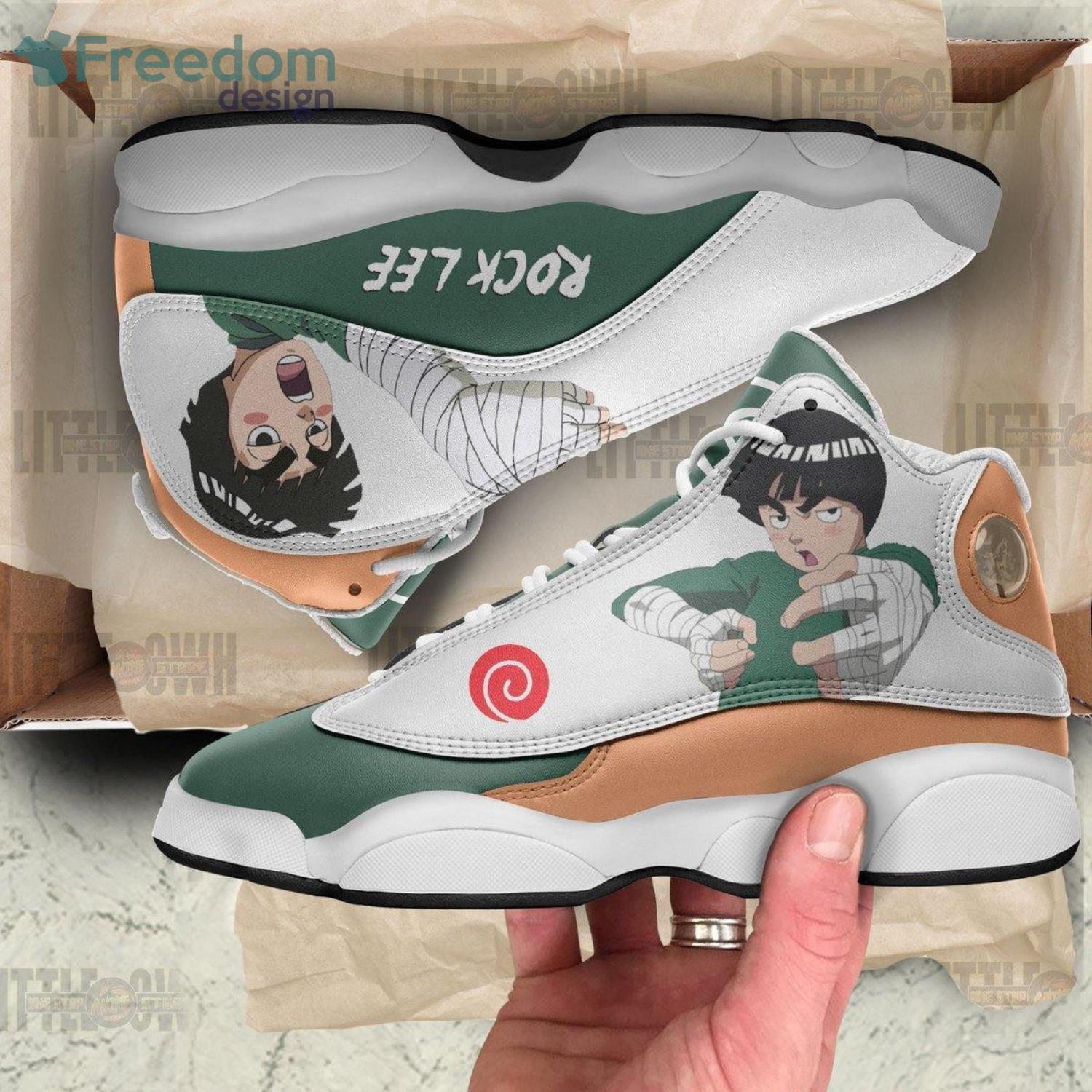 Rock lee sneakers custom anime air jordan 13 shoes
