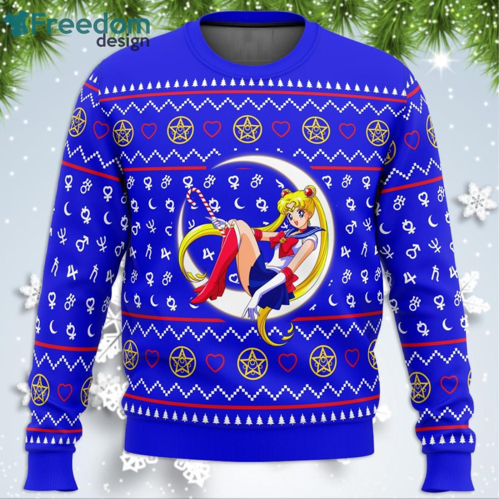 Sailor Moon Sitting On Moon Funny Christmas Gift Ugly Christmas Sweater -  Freedomdesign