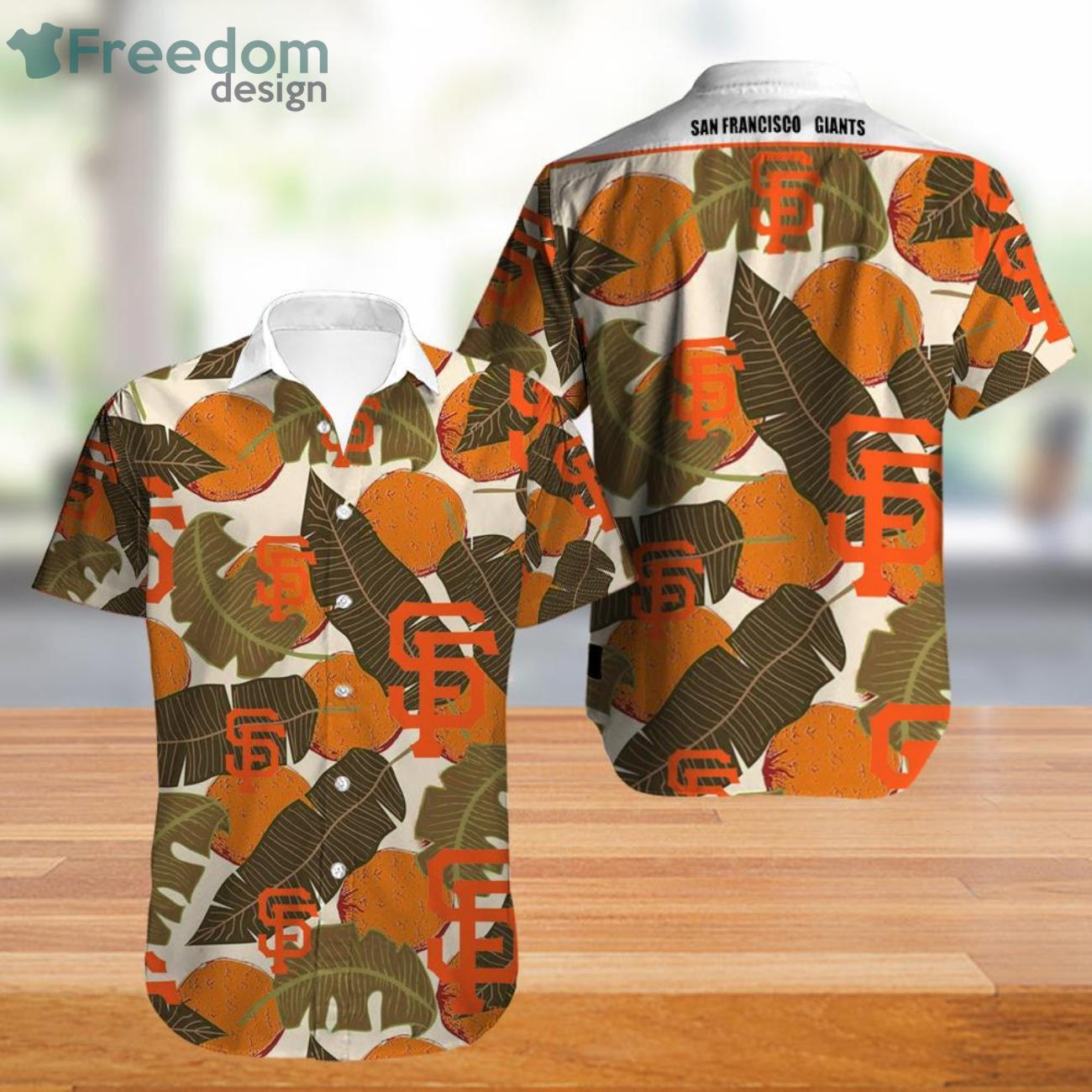 San Francisco Giants Leaf Pattern Hawaiian Shirt Product Photo 1