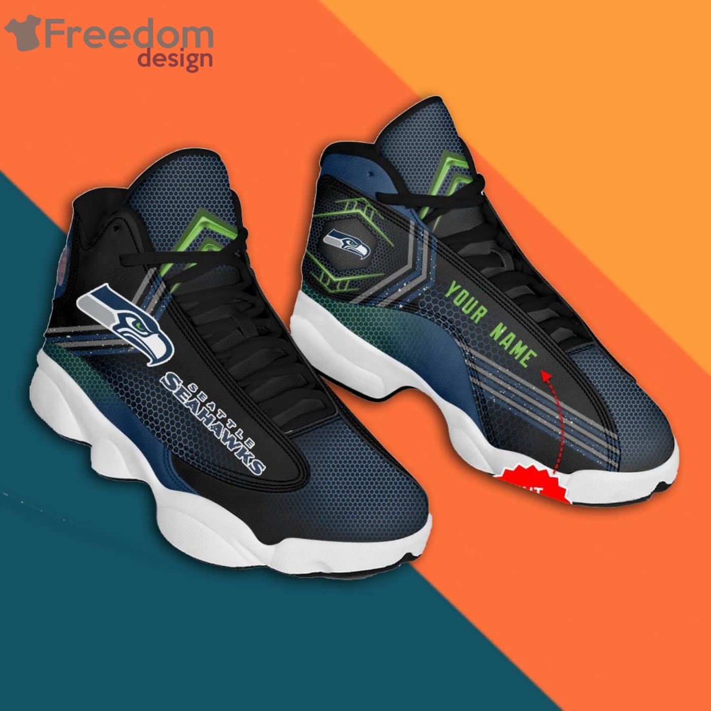 Seattle Seahawks Air Jordan 13 Sneaker Shoes image Seattle Seahawks Air Jordan 13 Sneaker Shoes Product Photo 2