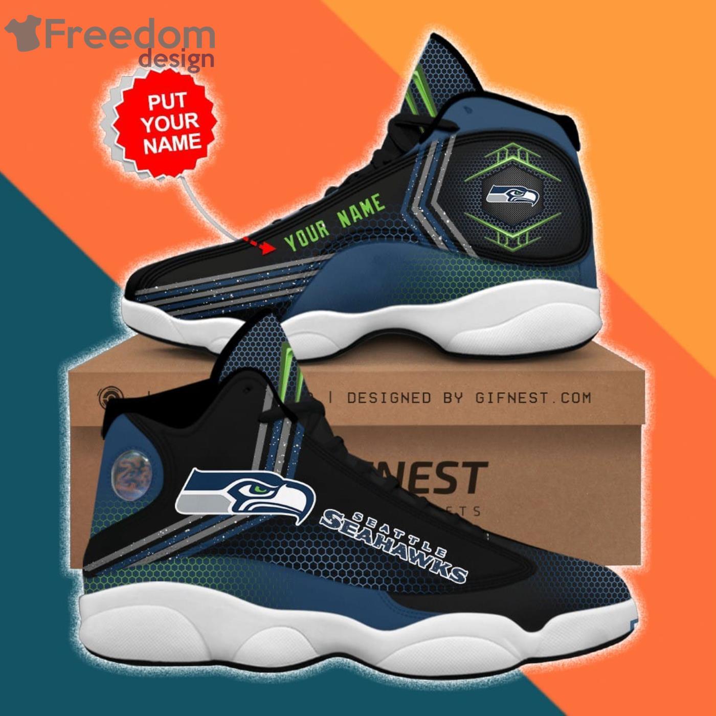Seattle Seahawks Air Jordan 13 Sneaker Shoes Product Photo 1 Seattle Seahawks Air Jordan 13 Sneaker Shoes Product Photo 1