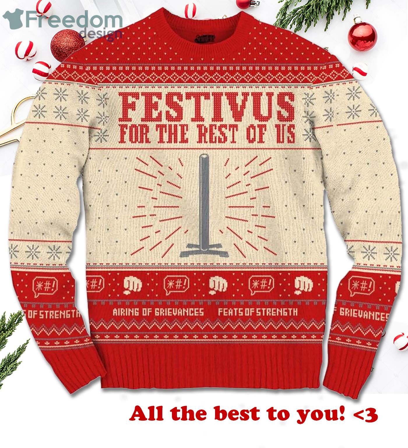 Seinfeld Festivus For The Rest Of Us Pole Ugly Christmas Sweater Product Photo 2