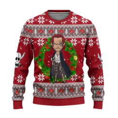 Shanks One Piece Anime Ugly Christmas Sweater Xmas Gift - AOP Sweater - Red