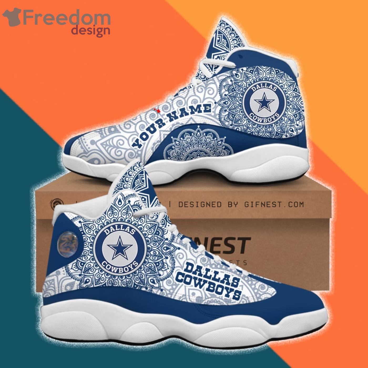 NFL Dallas Cowboys Custom Name Air Jordan 13 Shoes V4 –