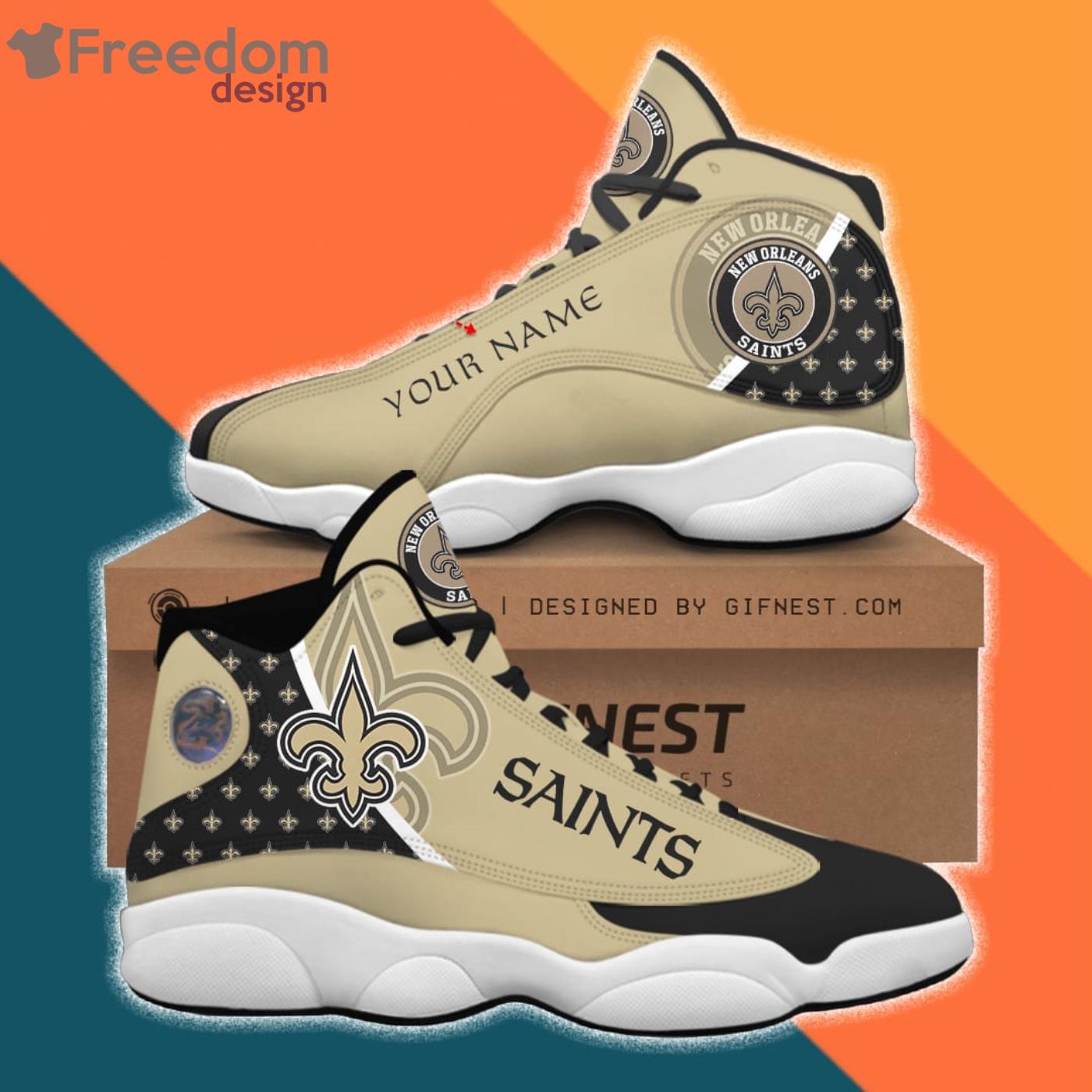 Shoes New Orleans Saints Jordan 13 Custom Name Shoes - Freedomdesign