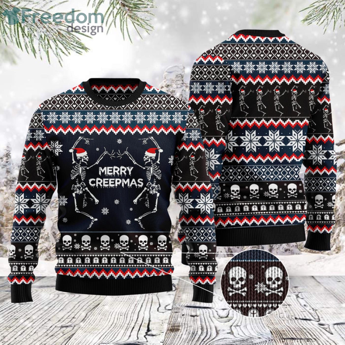 Skeleton Merry Creepmas Christmas Ugly Sweater image Skeleton Merry Creepmas Christmas Ugly Sweater Product Photo 3