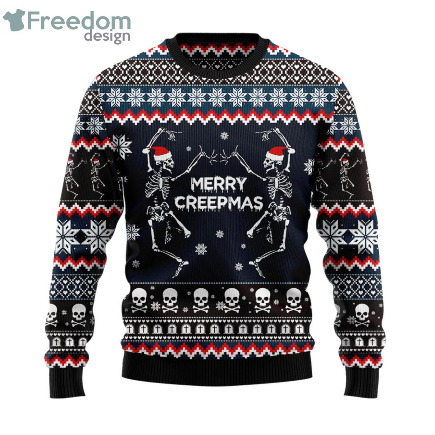 Skeleton Merry Creepmas Christmas Ugly Sweater Product Photo 1 Skeleton Merry Creepmas Christmas Ugly Sweater Product Photo 1