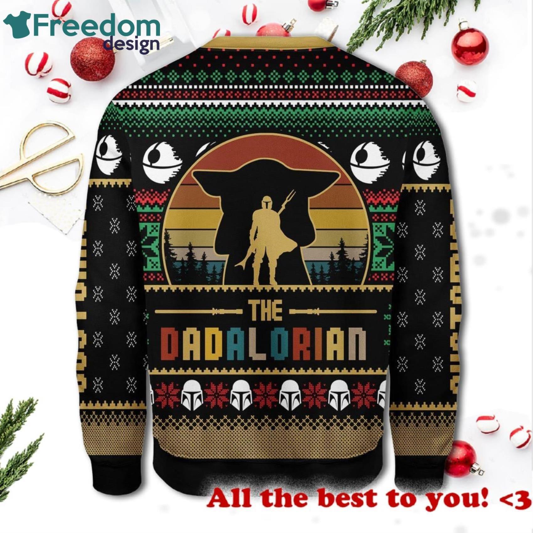 Star Wars The Dadalorian Vintage Christmas Ugly Sweater image Star Wars The Dadalorian Vintage Christmas Ugly Sweater Product Photo 2