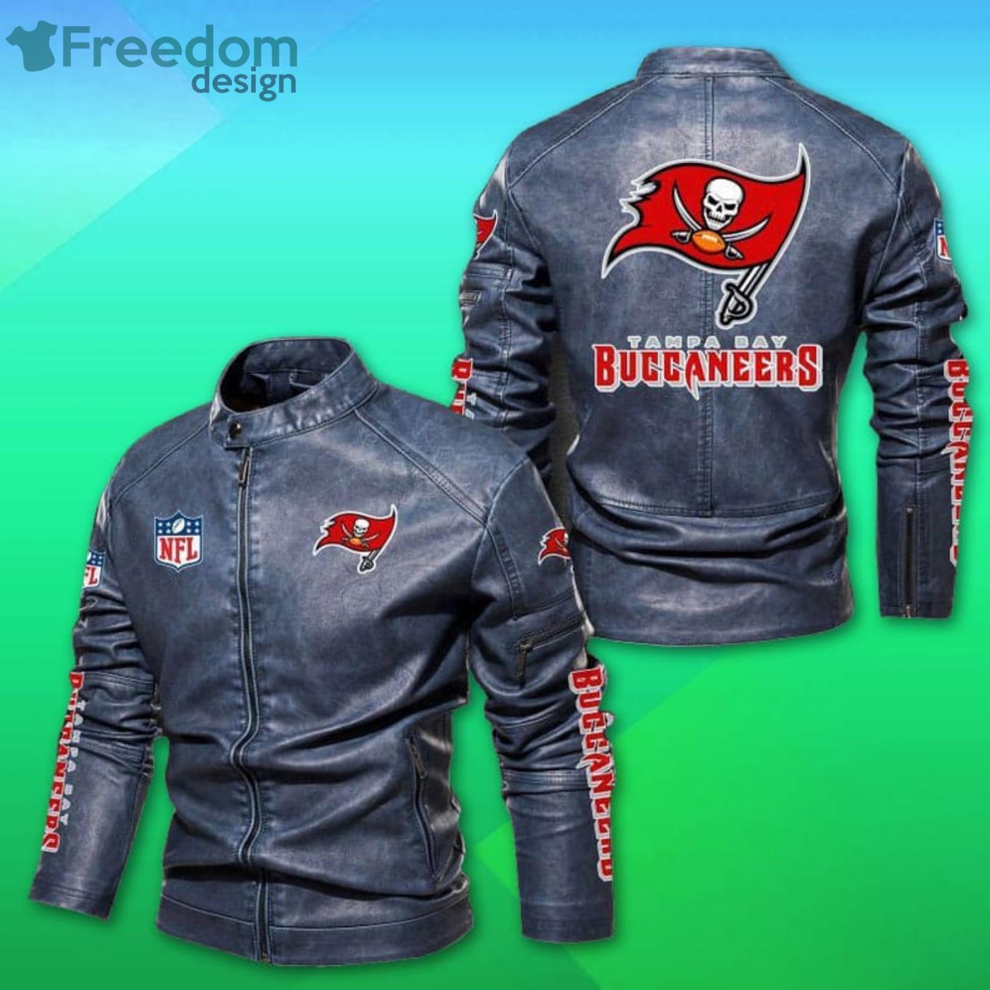 NFL Football Tampa Bay Buccaneers Logo 8 Black Brown Leather Jacket For  Fans - Freedomdesign