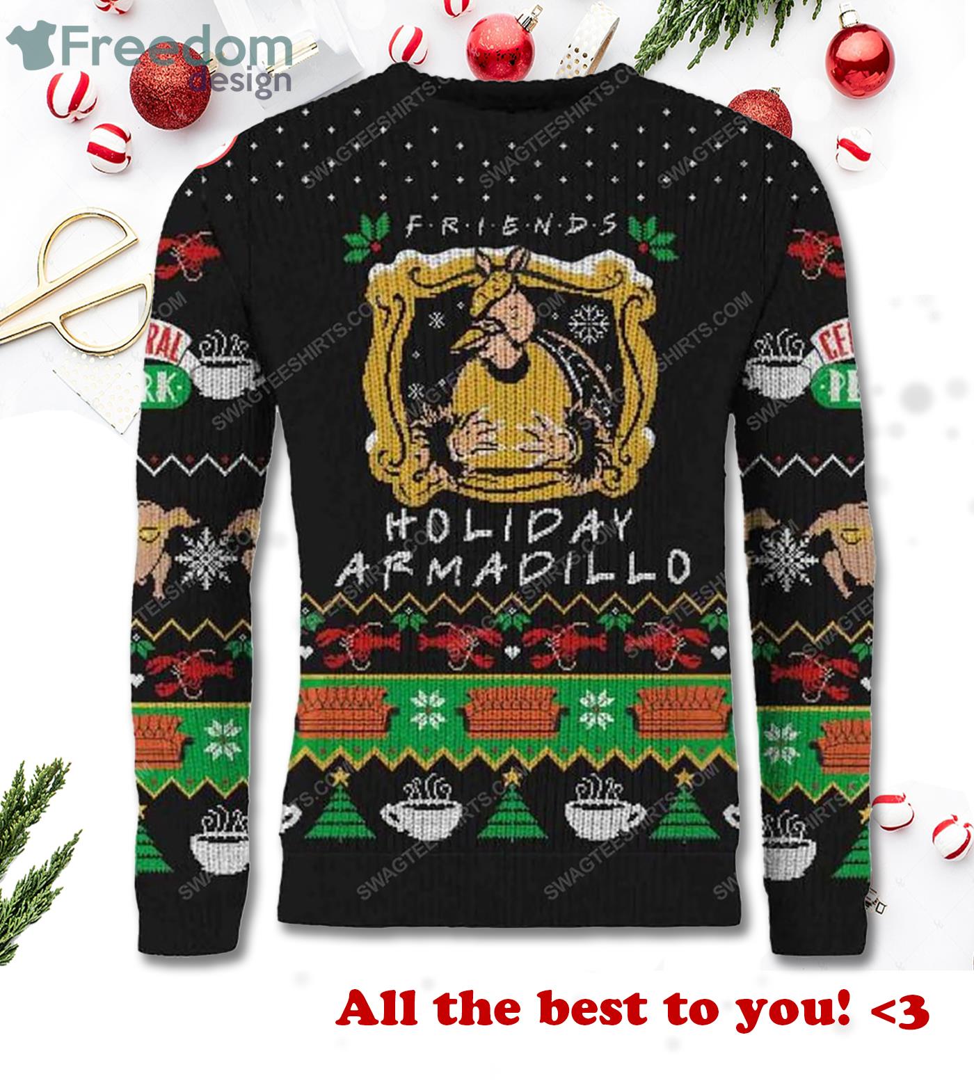 Tv Show Friends Holiday Armadillo Full Print Ugly Christmas Sweater Product Photo 1