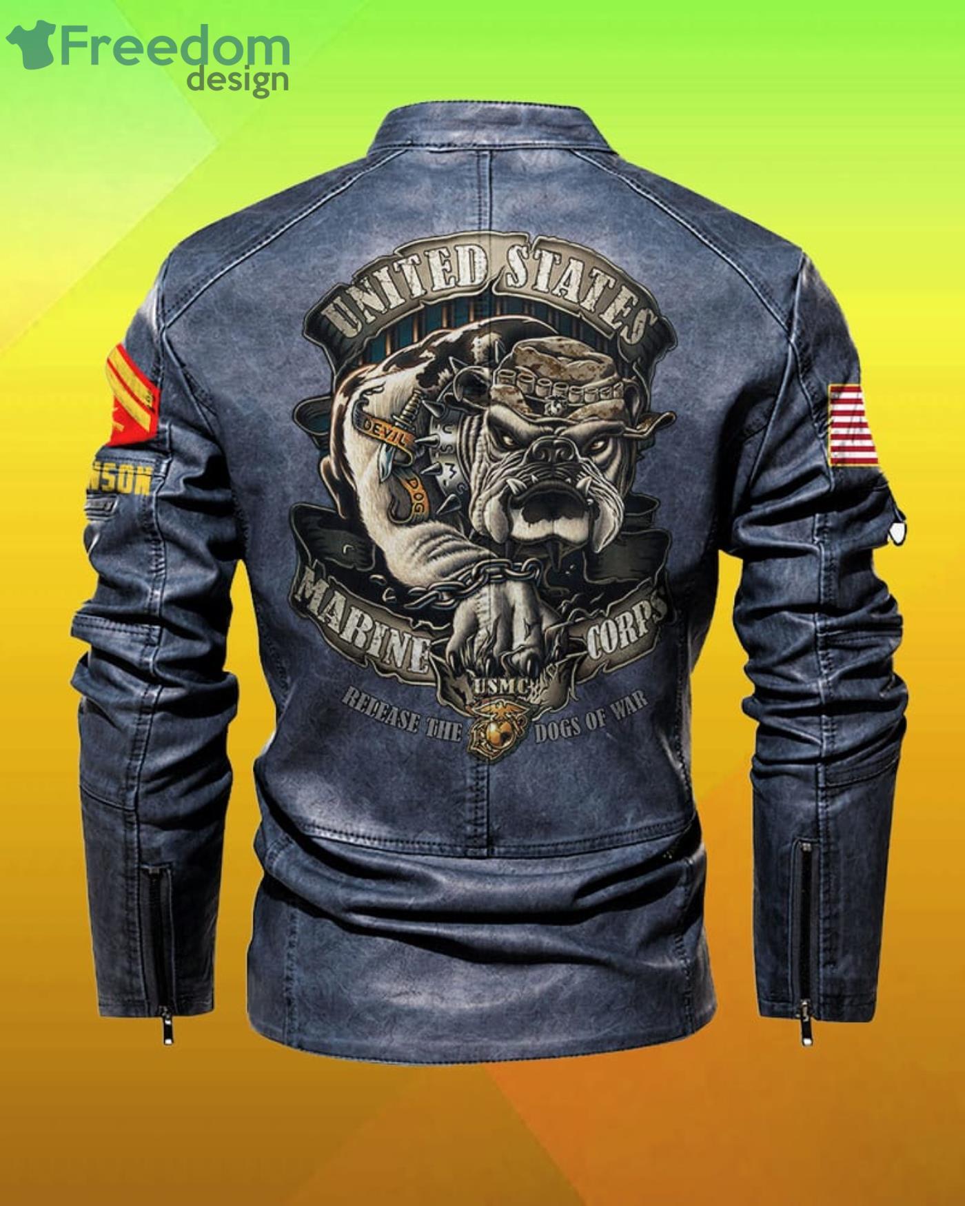 United States Marine Corps Release The Dog Of War Custom Name Motor Leather Jacket Product Photo 6 United States Marine Corps Release The Dog Of War Custom Name Motor Leather Jacket Product Photo 6