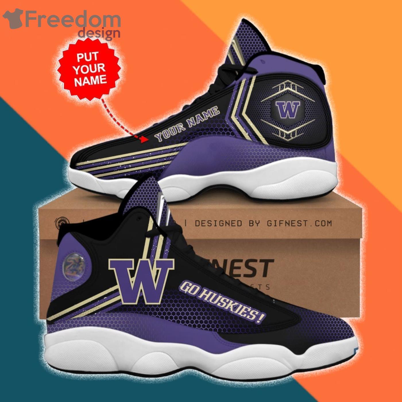 Washington Huskies Air Jordan 13 Sneaker Shoes Product Photo 1