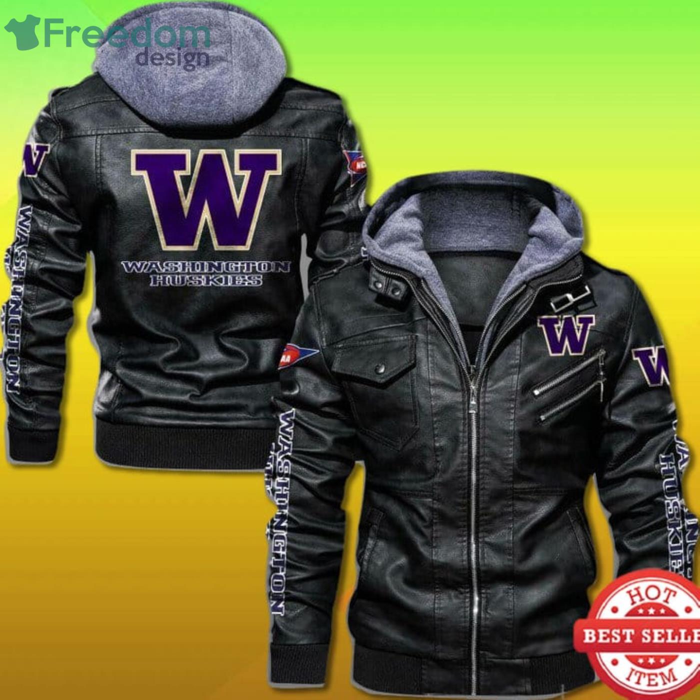 Washington Huskies All Over Print Leather Jacket Product Photo 1 Washington Huskies All Over Print Leather Jacket Product Photo 1
