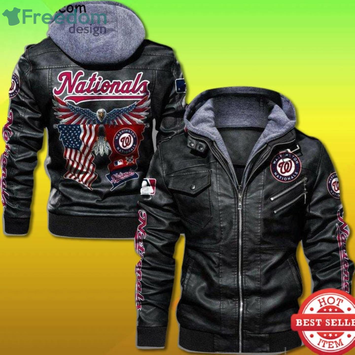 Washington Nationals Eagle American Flag Leather Jacket Product Photo 1 Washington Nationals Eagle American Flag Leather Jacket Product Photo 1