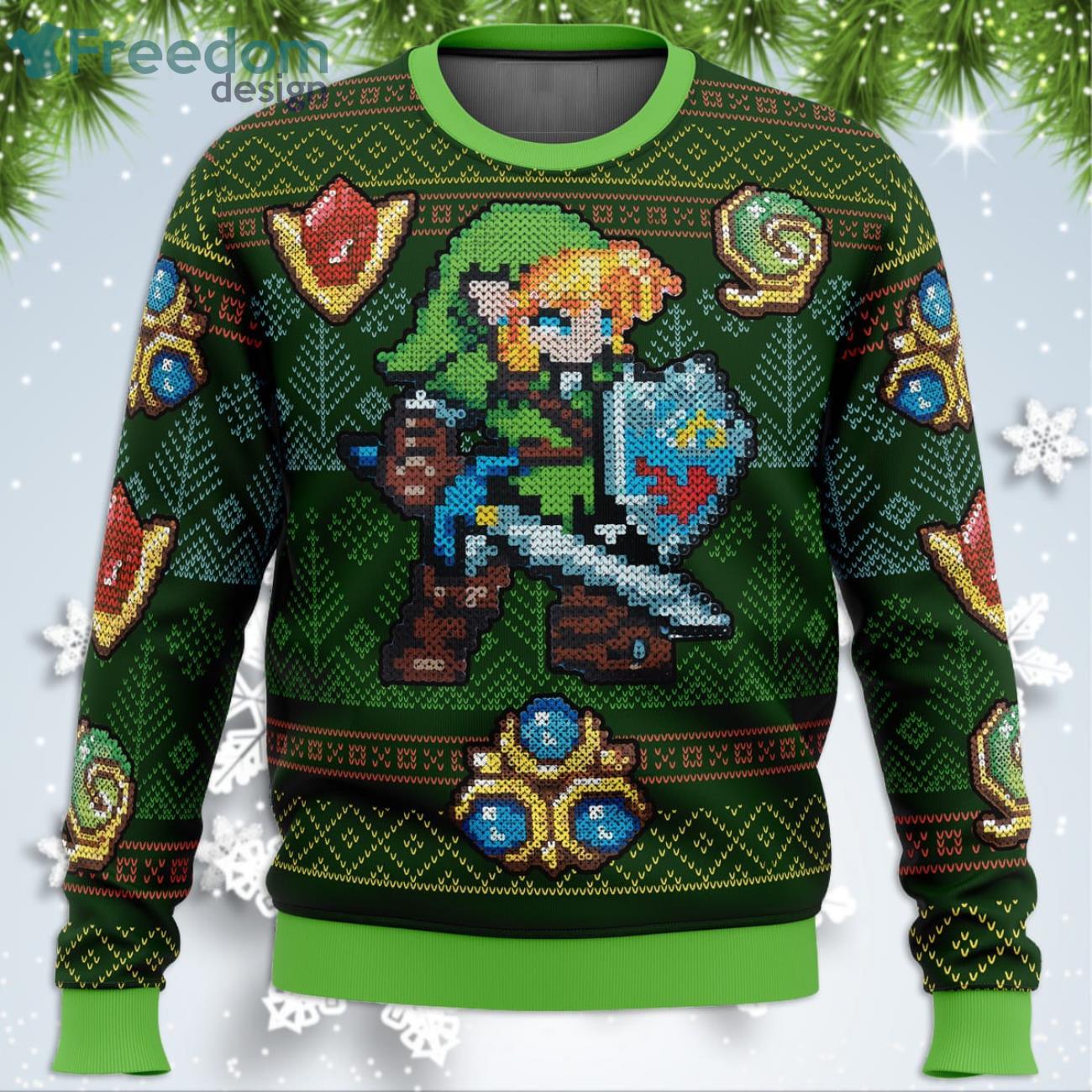 Zelda Link Green Game Lover Ugly Christmas Sweater Product Photo 1
