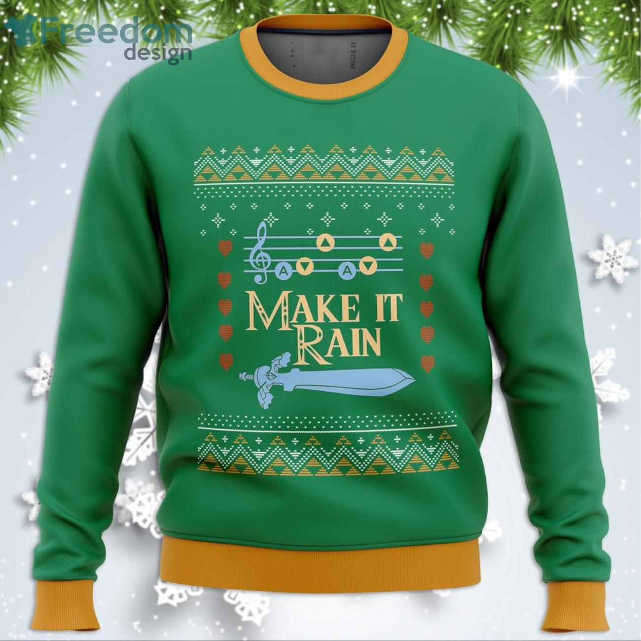 Zelda Make it Rain Game Lover Ugly Christmas Sweater Product Photo 1