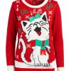 Red Cat Ugly Christmas Sweater Women
