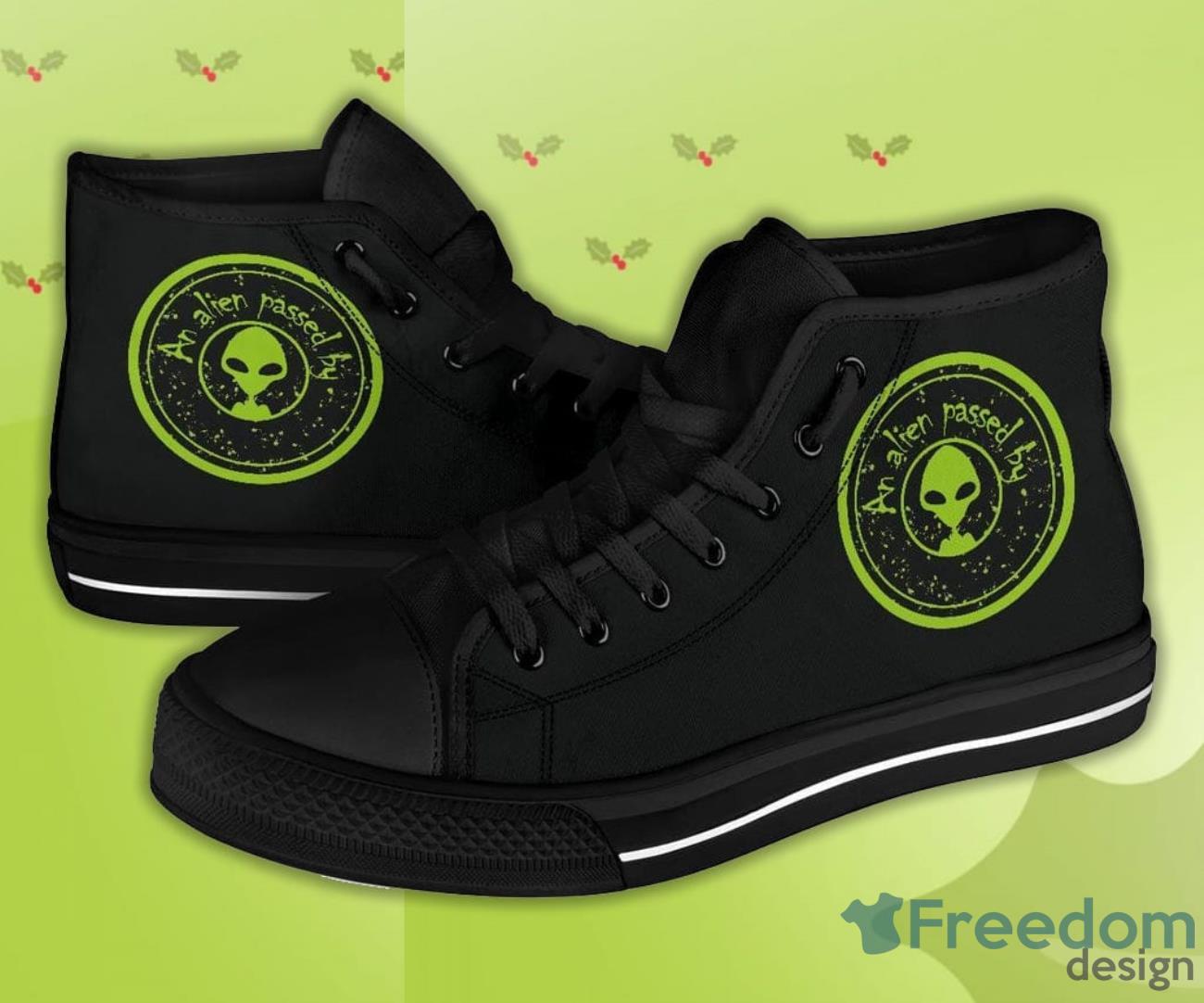 A Green Alien Passed By High Top Shoes For Men And Women Product Photo 2