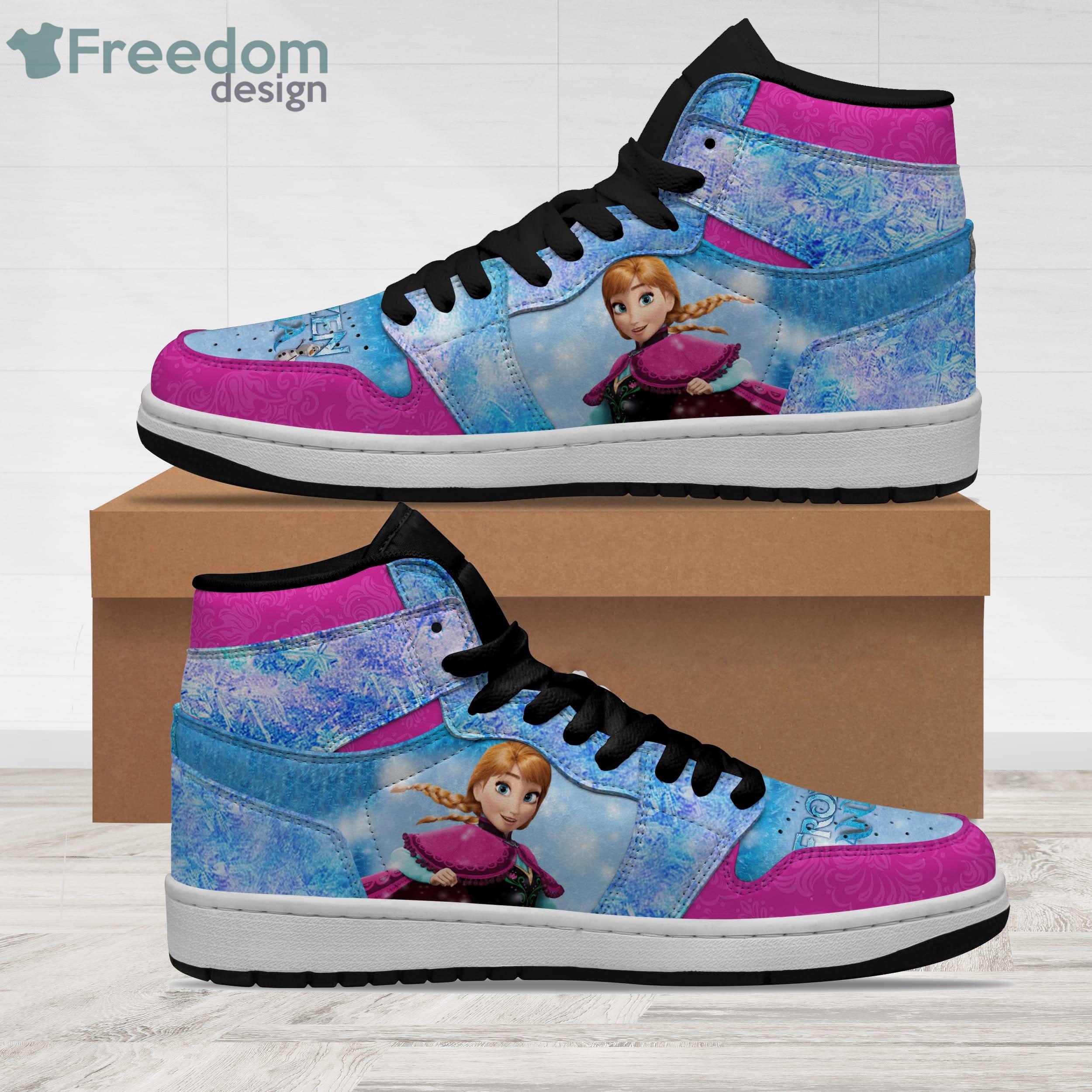 Anna Frozen Winter Snow Flake Patterns Disney Cartoon Sneakers Boots Air Jordan Hightop Shoes Product Photo 2