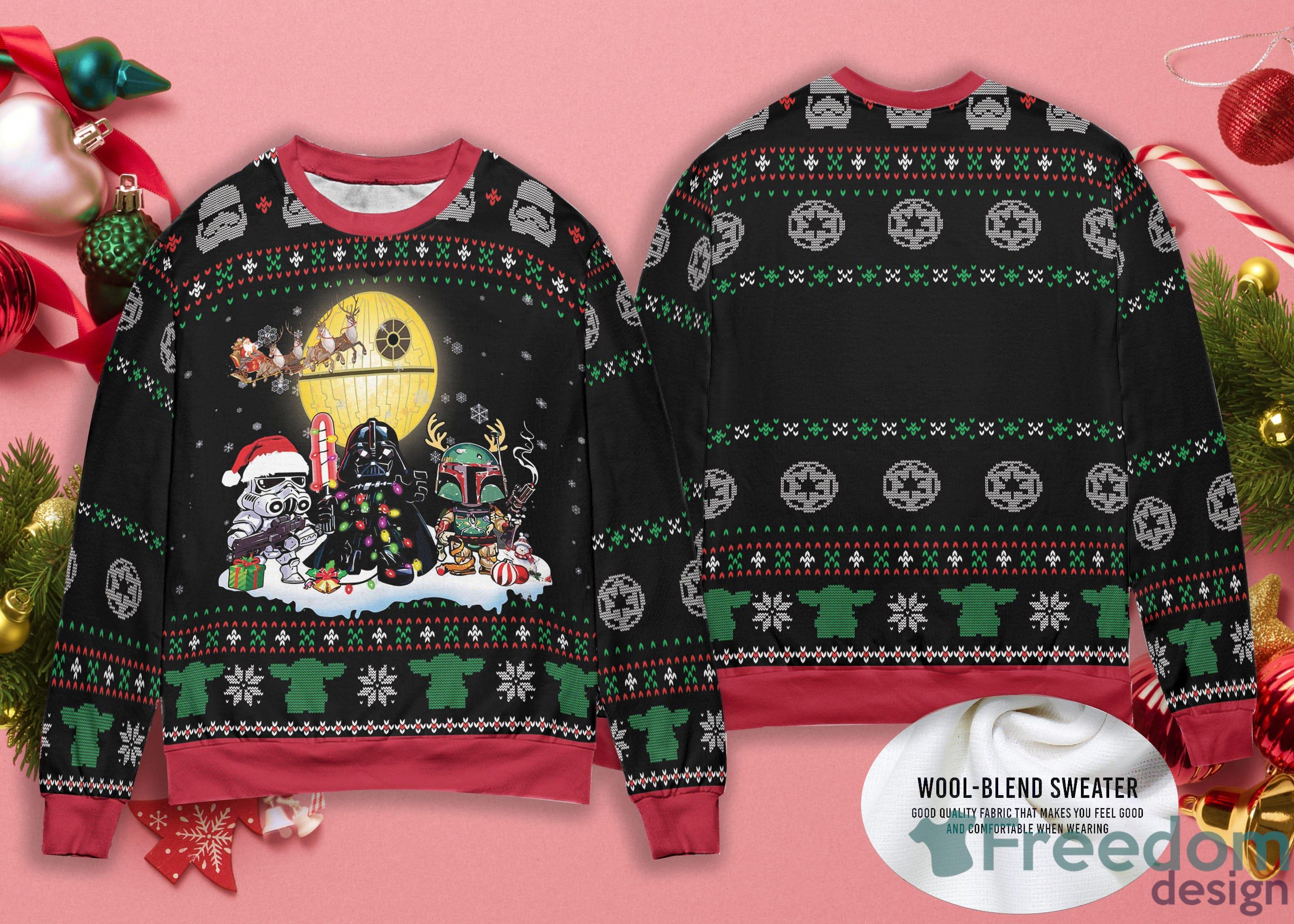 Baby Yoda Star War Darth Vader Boba Fett Ugly Christmas Sweater Product Photo 1