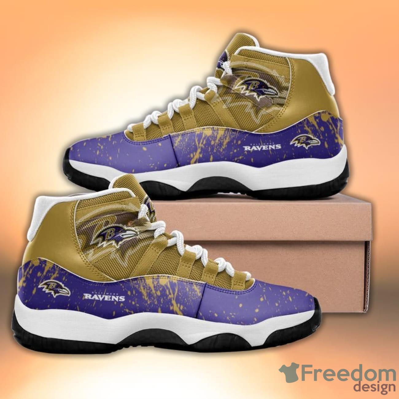 Baltimore Ravens Camo Pattern Air Jordan 13 Shoes For Fans