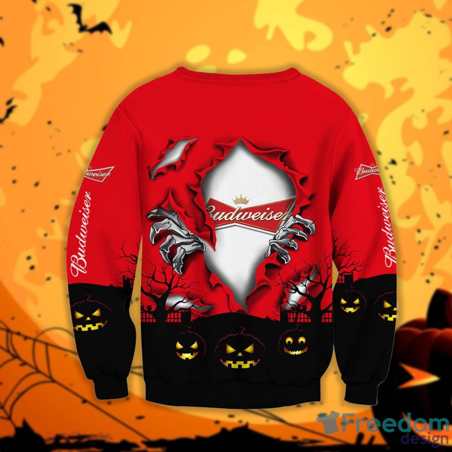 Budweiser Beer Scary Night Halloween Gift Sweatshirt Product Photo 2
