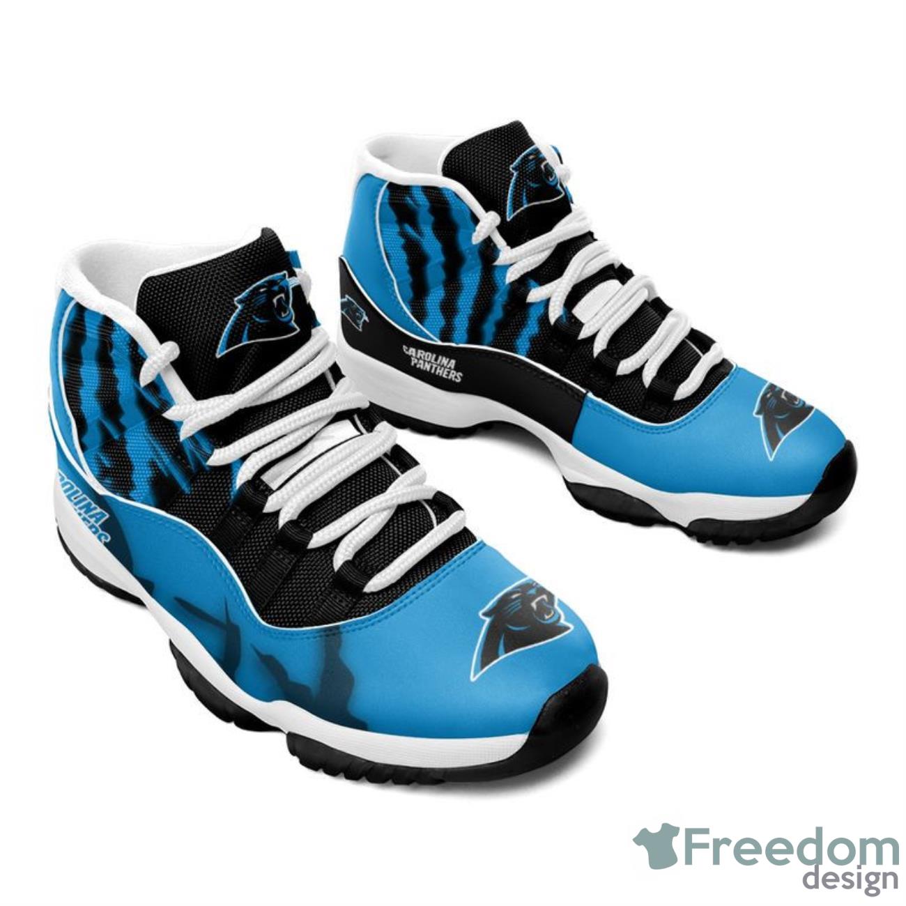 Carolina Panthers NFL 5 Custom Name Air Jordan 11 Sneakers For Men