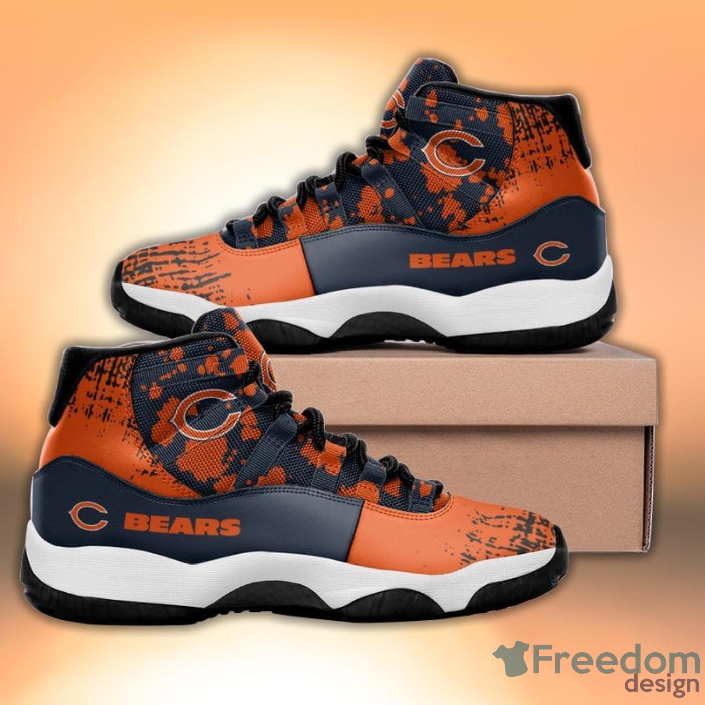 Custom Chicago Bears Air Jordans 11 in orange 3D graphics 