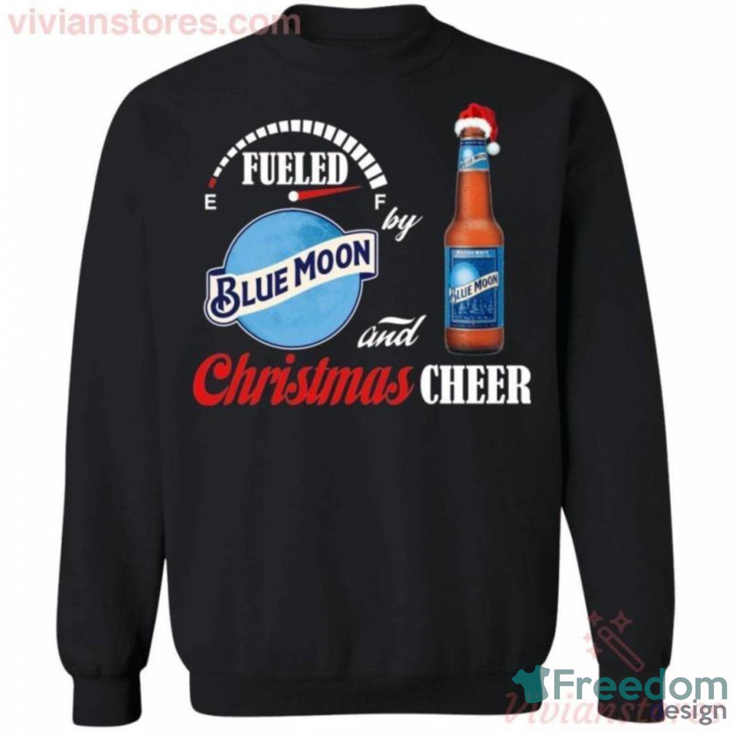 Christmas Sweater Fueled By Blue Moon And Christmas Cheer Beer Christmas Sweatshirt Best Xmas Gifts Product Photo 1 Christmas Sweater Fueled By Blue Moon And Christmas Cheer Beer Christmas Sweatshirt Best Xmas Gifts Product Photo 1