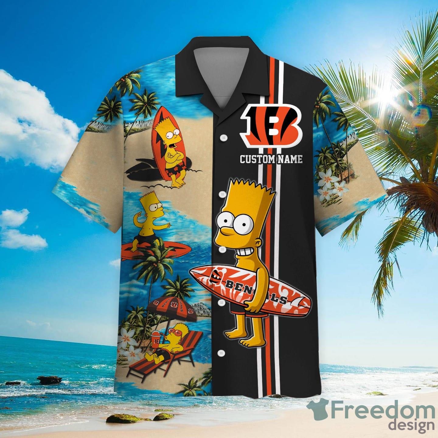 Cincinnati Bengals Simpsons Custom Name Hawaiian Shirt - Freedomdesign