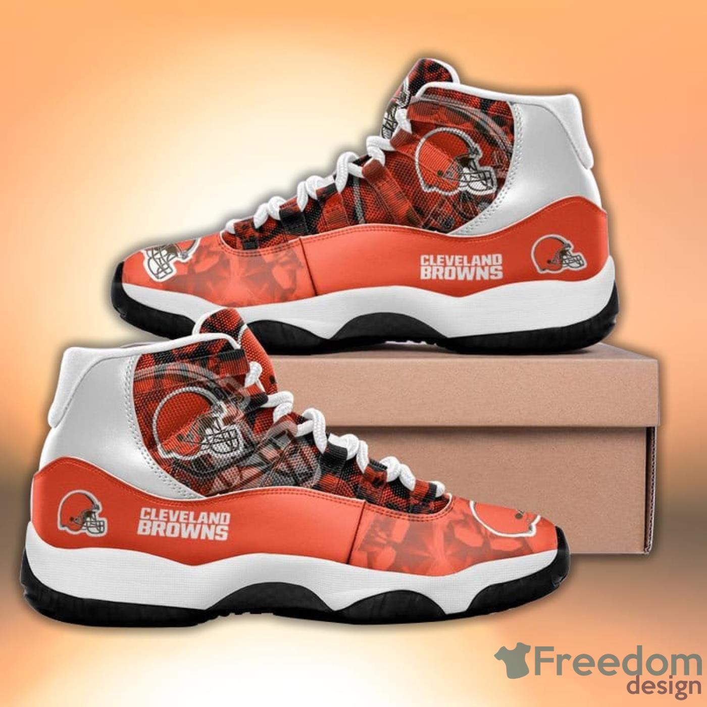 Cleveland Browns New NFL 3D Air Jordan 11 Sneakers For Men And