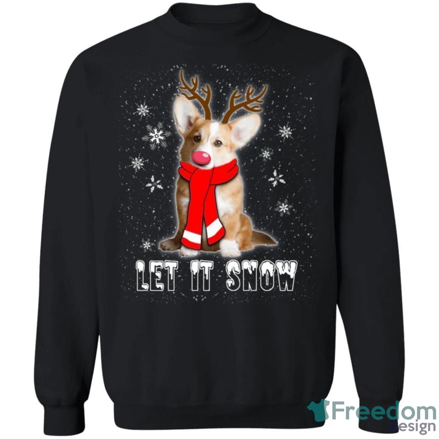 Corgi Reindeer Dog Christmas Sweater Let It Snow Christmas Sweatshirt Product Photo 1 Corgi Reindeer Dog Christmas Sweater Let It Snow Christmas Sweatshirt Product Photo 1