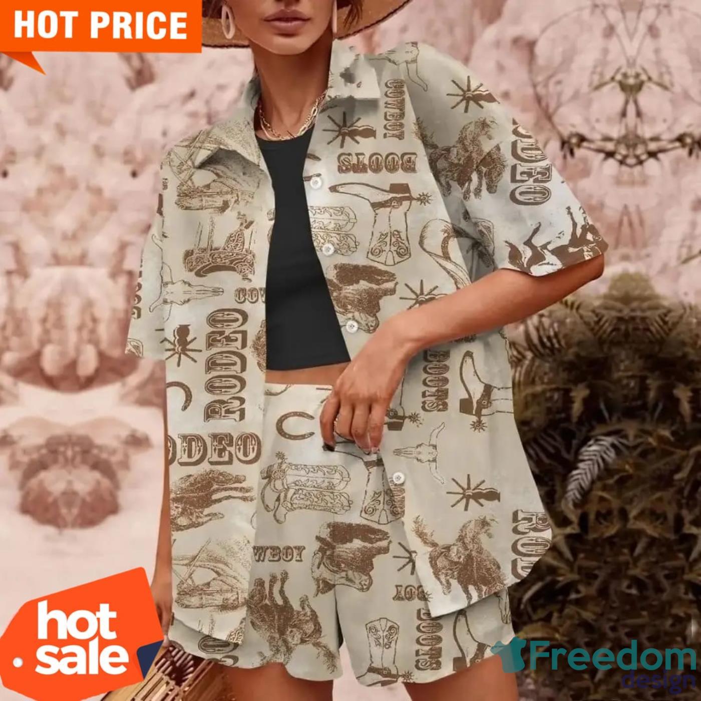 Cowboy Brown Awesome Short Sleeves Hawaiian Shirt image Cowboy Brown Awesome Short Sleeves Hawaiian Shirt Product Photo 2