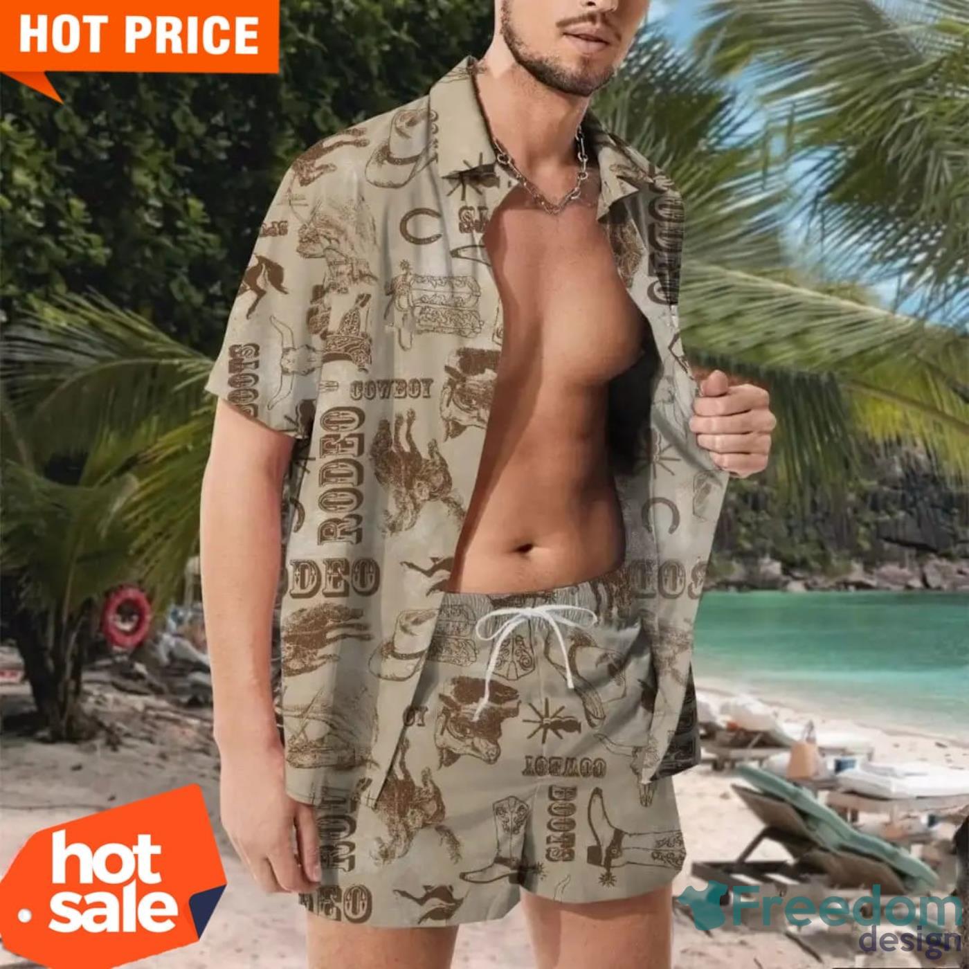 Cowboy Brown Awesome Short Sleeves Hawaiian Shirt Product Photo 3 Cowboy Brown Awesome Short Sleeves Hawaiian Shirt Product Photo 3