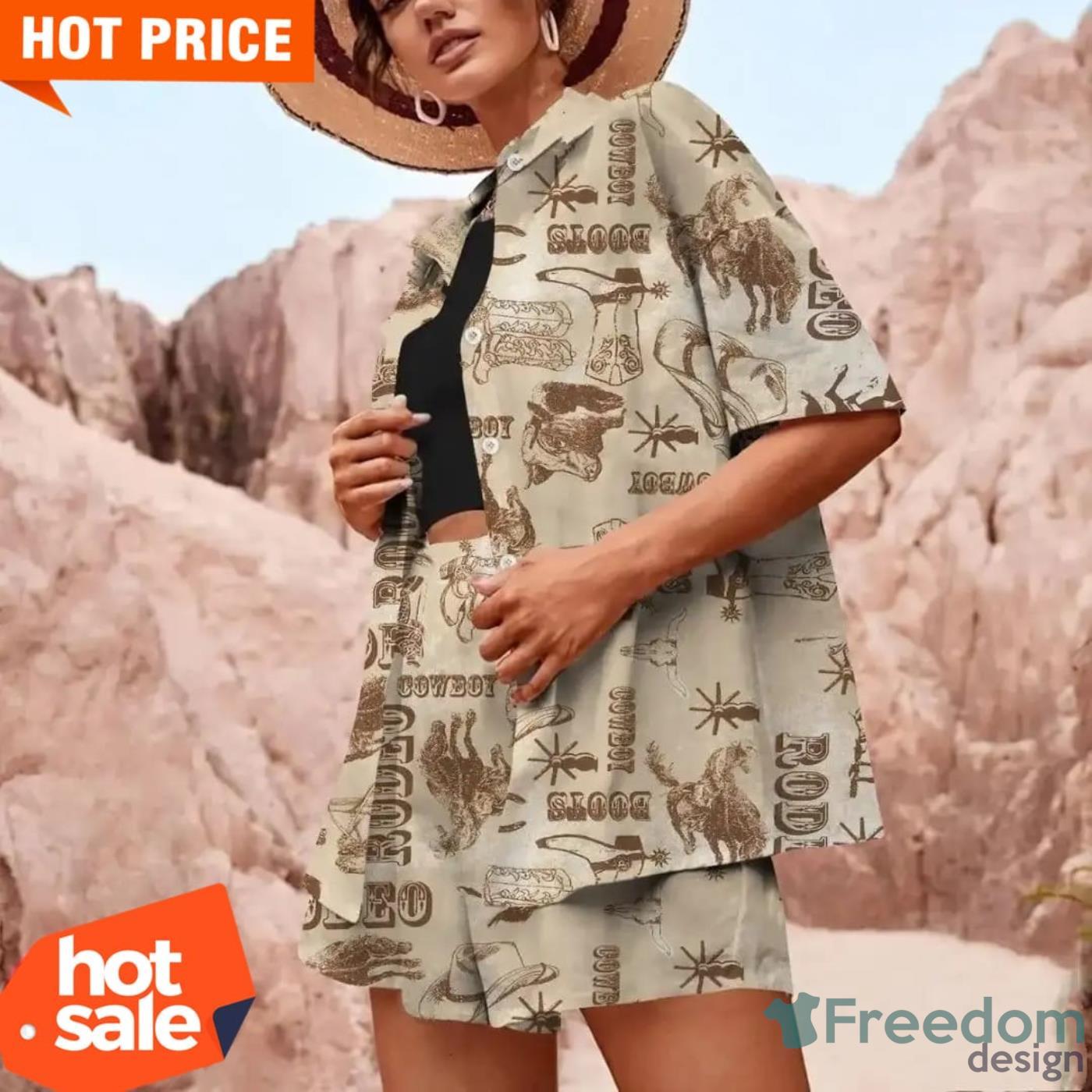 Cowboy Brown Awesome Short Sleeves Hawaiian Shirt Product Photo 1 Cowboy Brown Awesome Short Sleeves Hawaiian Shirt Product Photo 1