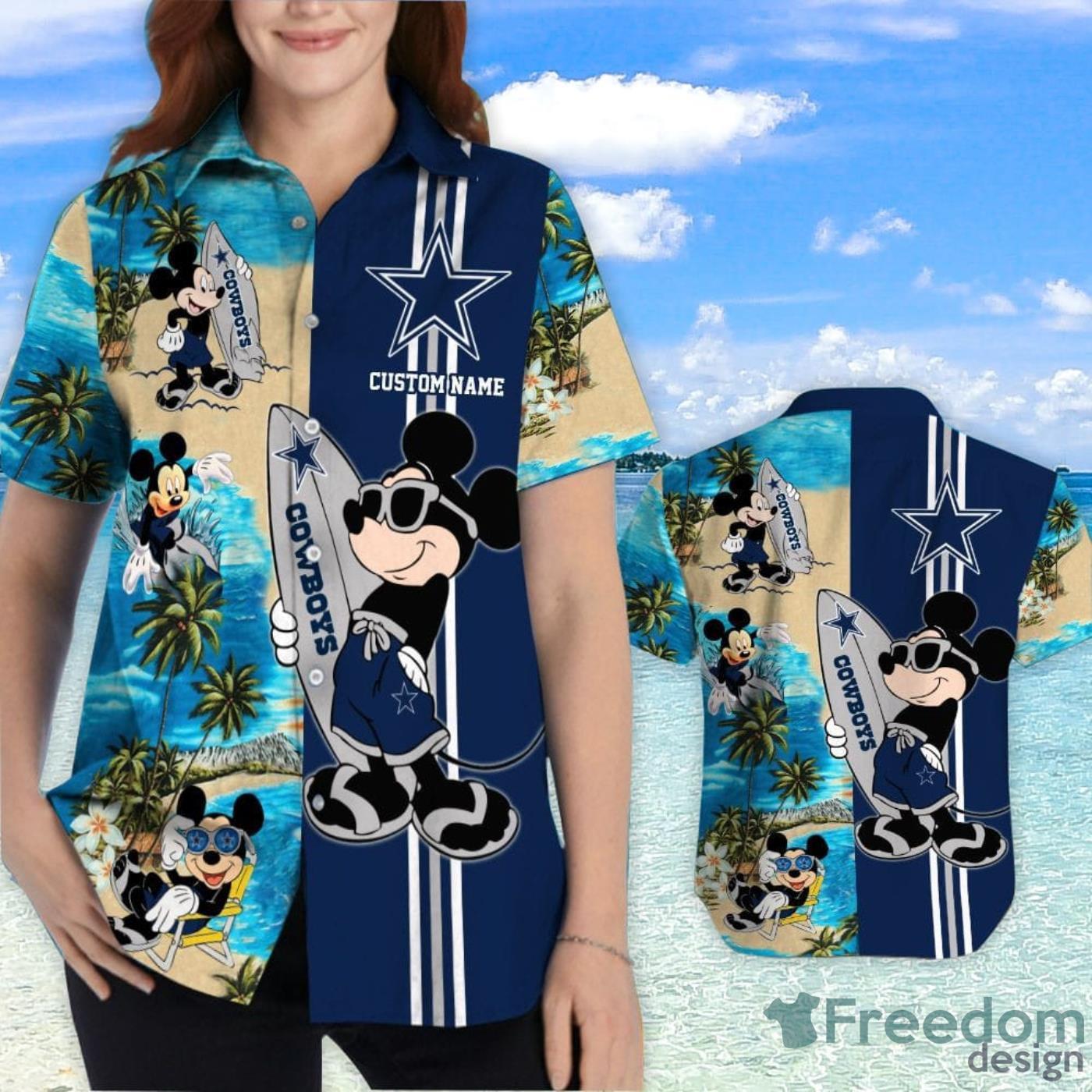 Personalized Dallas Cowboys & Mickey Mouse Hawaiian Shirt And