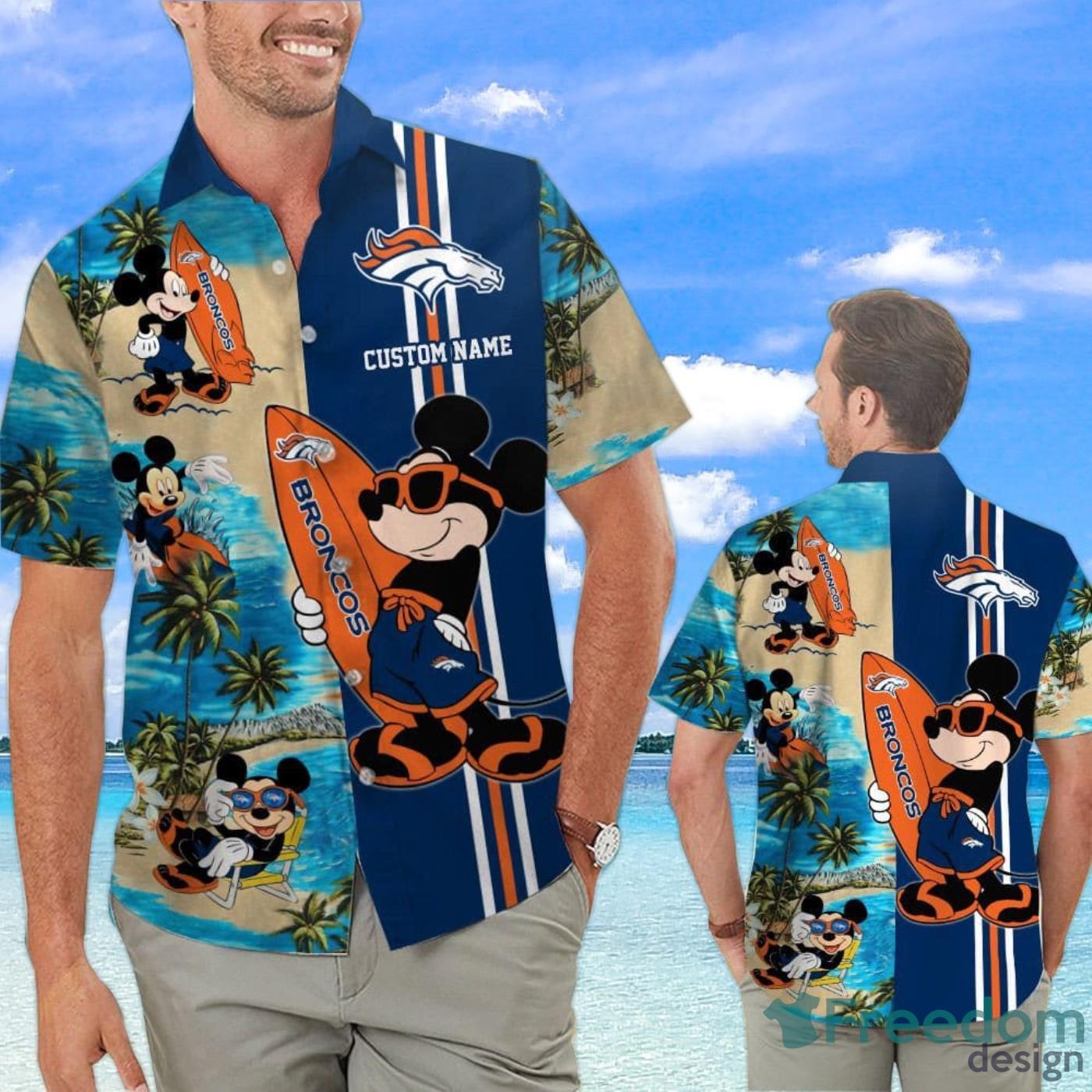 Denver Broncos Custom Name Shells Starfish Parttern Hawaiian Shirt