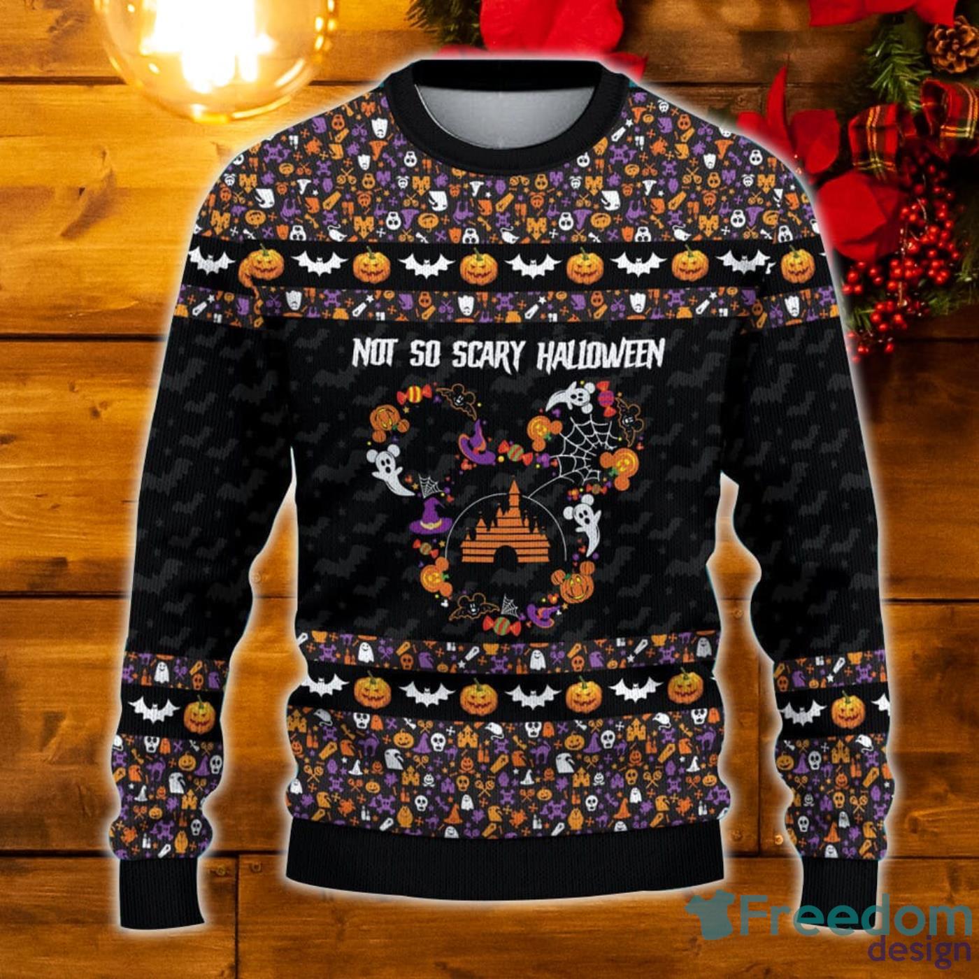 Disney Cartoon Not So Scary Halloween Sweater Cute Disney Halloween Sweater  - Freedomdesign