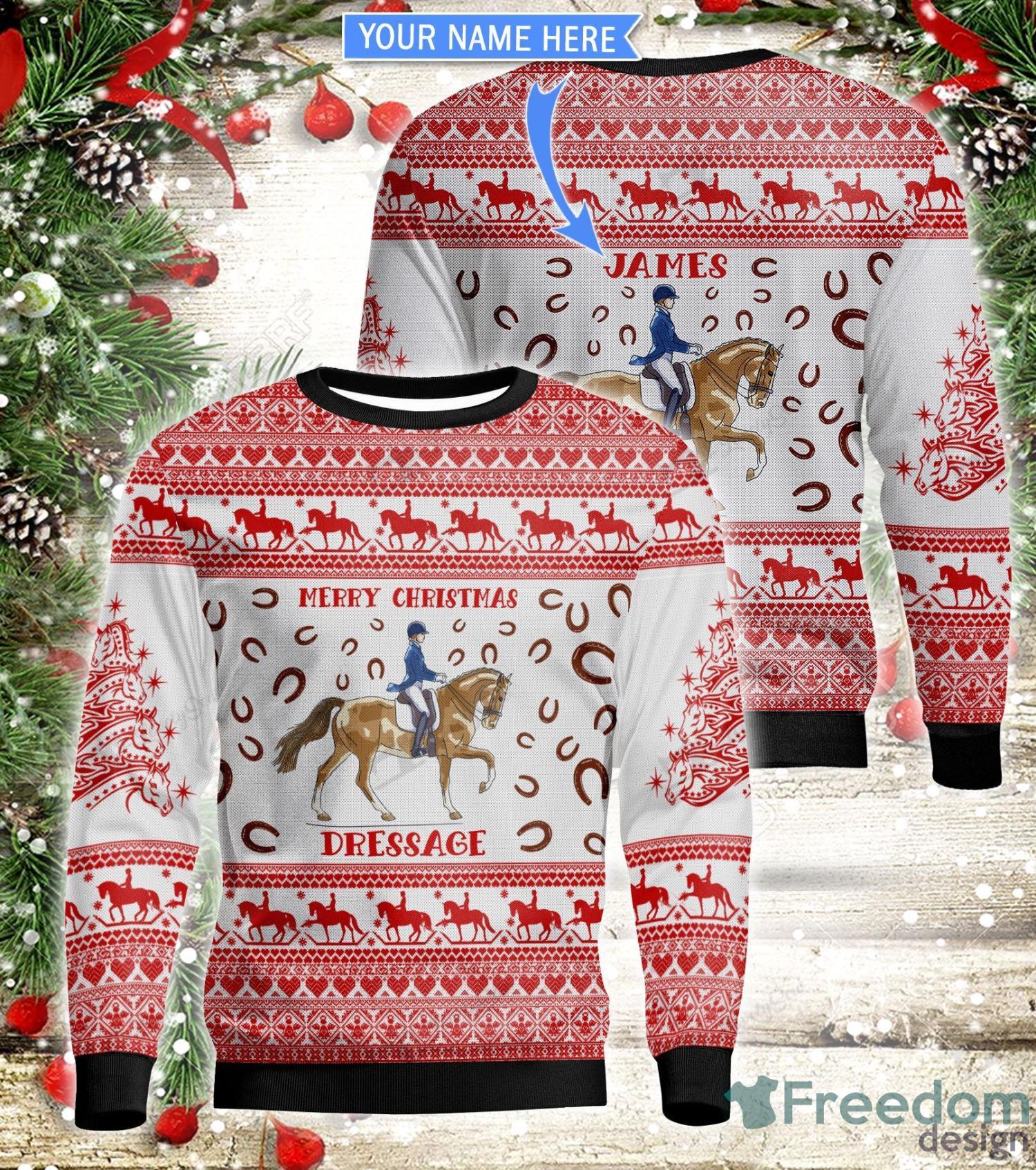 Dressage Personalized Name Christmas Gift Ugly Christmas Sweater Product Photo 1 Dressage Personalized Name Christmas Gift Ugly Christmas Sweater Product Photo 1